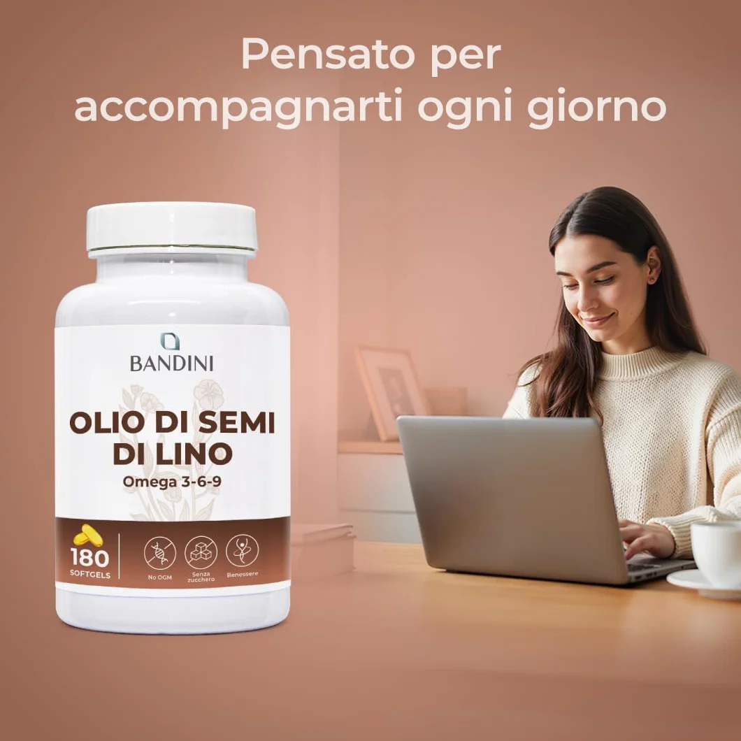 Bandini Olio di Semi di Lino 180 Softgel Vegane Omega 3-6-9