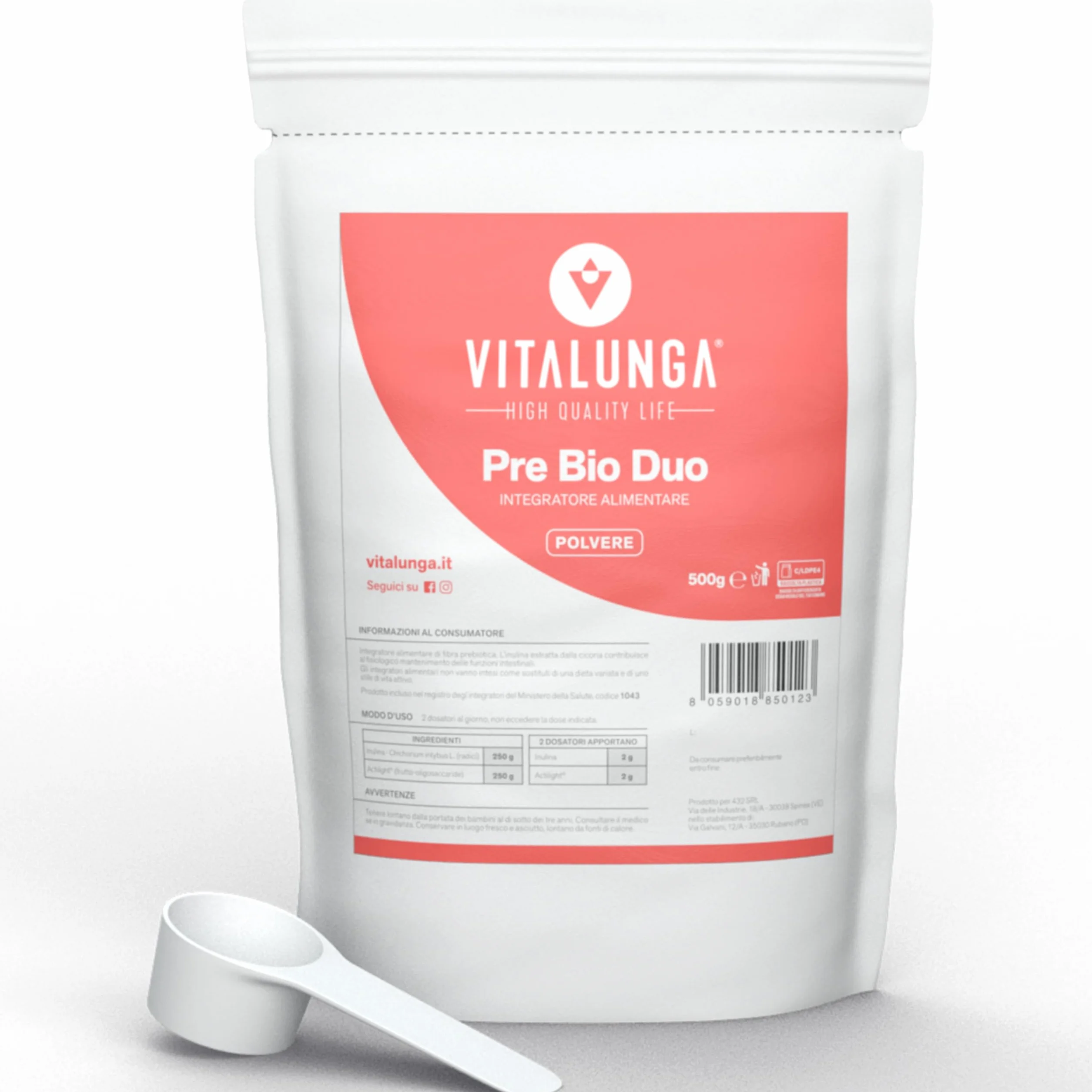 Inulina in Polvere 500g Fibra Prebiotica di Cicoria Vegan Senza Glutine