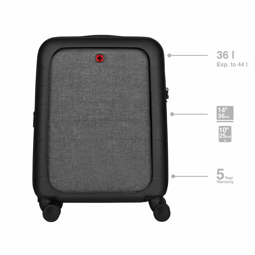 WENGER Trolley Syntry Bagaglio a Mano 36l 44l Struttura Rigida Nero Grigio Melange