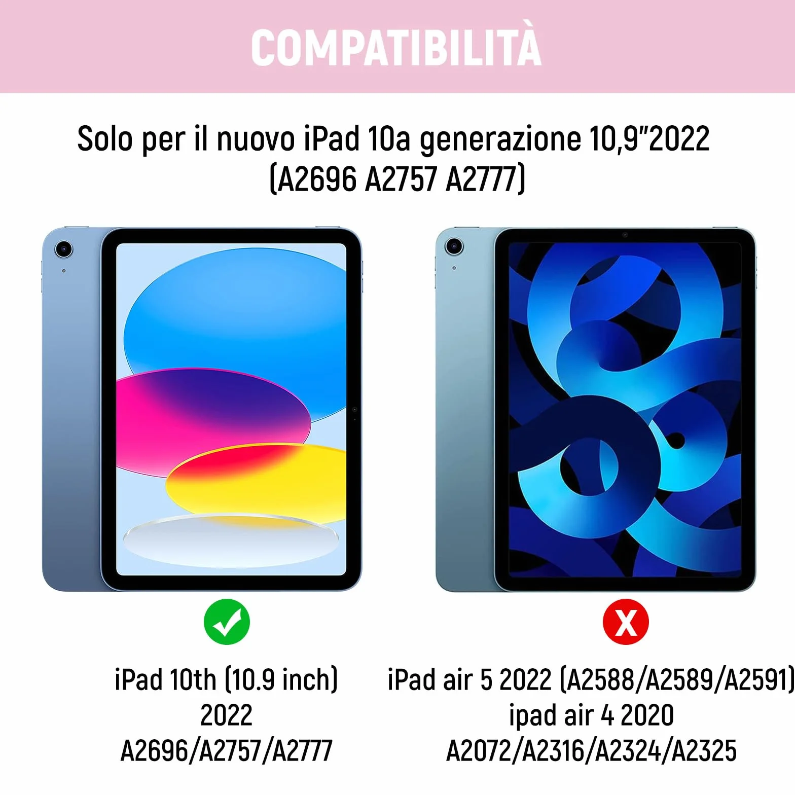 Cover IPad A16 11/10 Generazione con Tastiera (11/10.9 Pollici, 2025/2022) - Italiano QWERTY Magnetico Rimovibile Bluetooth Tastiera, Custodia con Supporto Pencil per Ipad 11/10 Gen,Rosa
