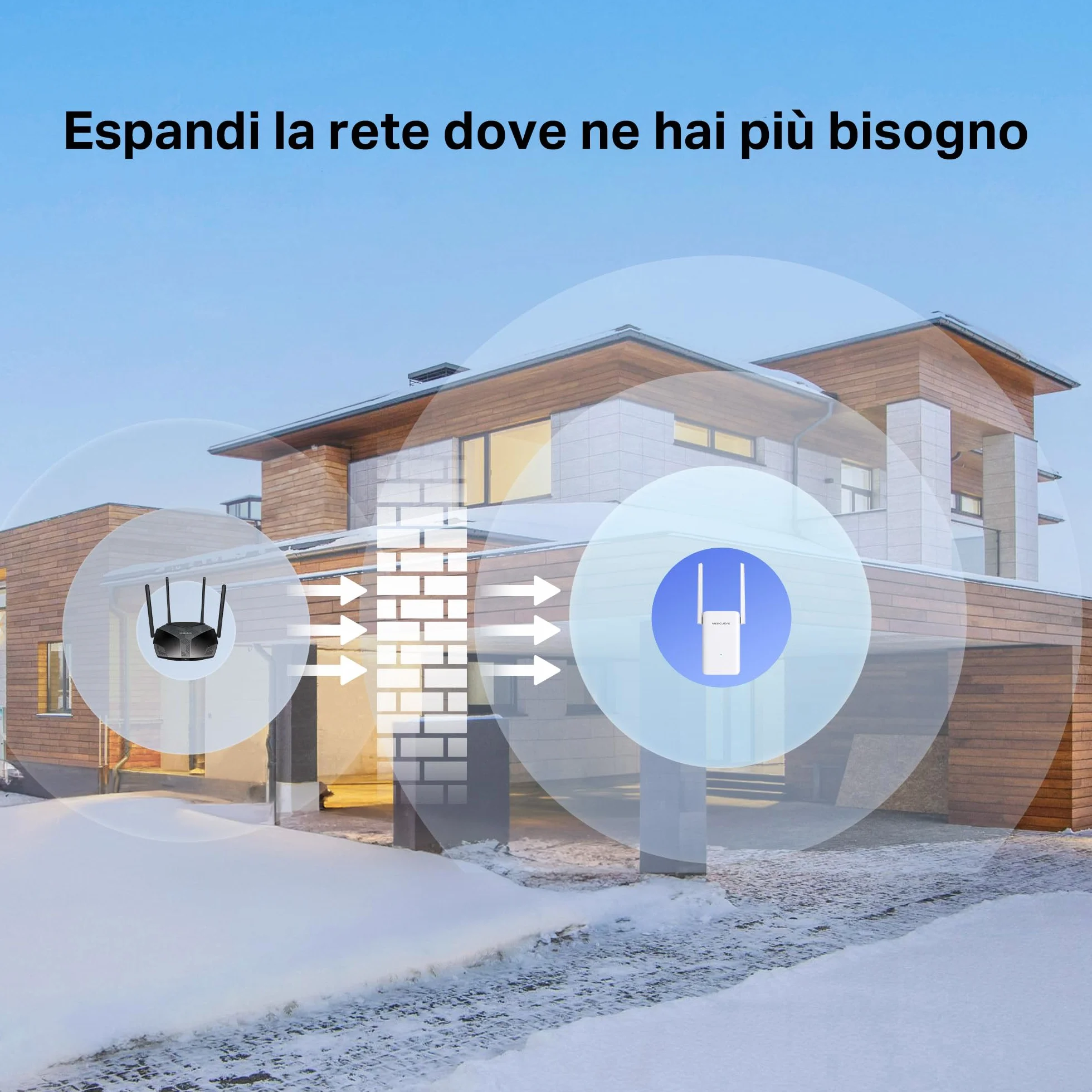Mercury TP-Link ME80X Ripetitore WiFi 6 AX3000Mbps, 1 Porta Gigabit Ethernet, Ripetitore WiFi Potente per Casa, Wifi Extender, Compatibile con Tutti i Box Internet, 2 Antenne Esterne, Modalità RE/AP.
