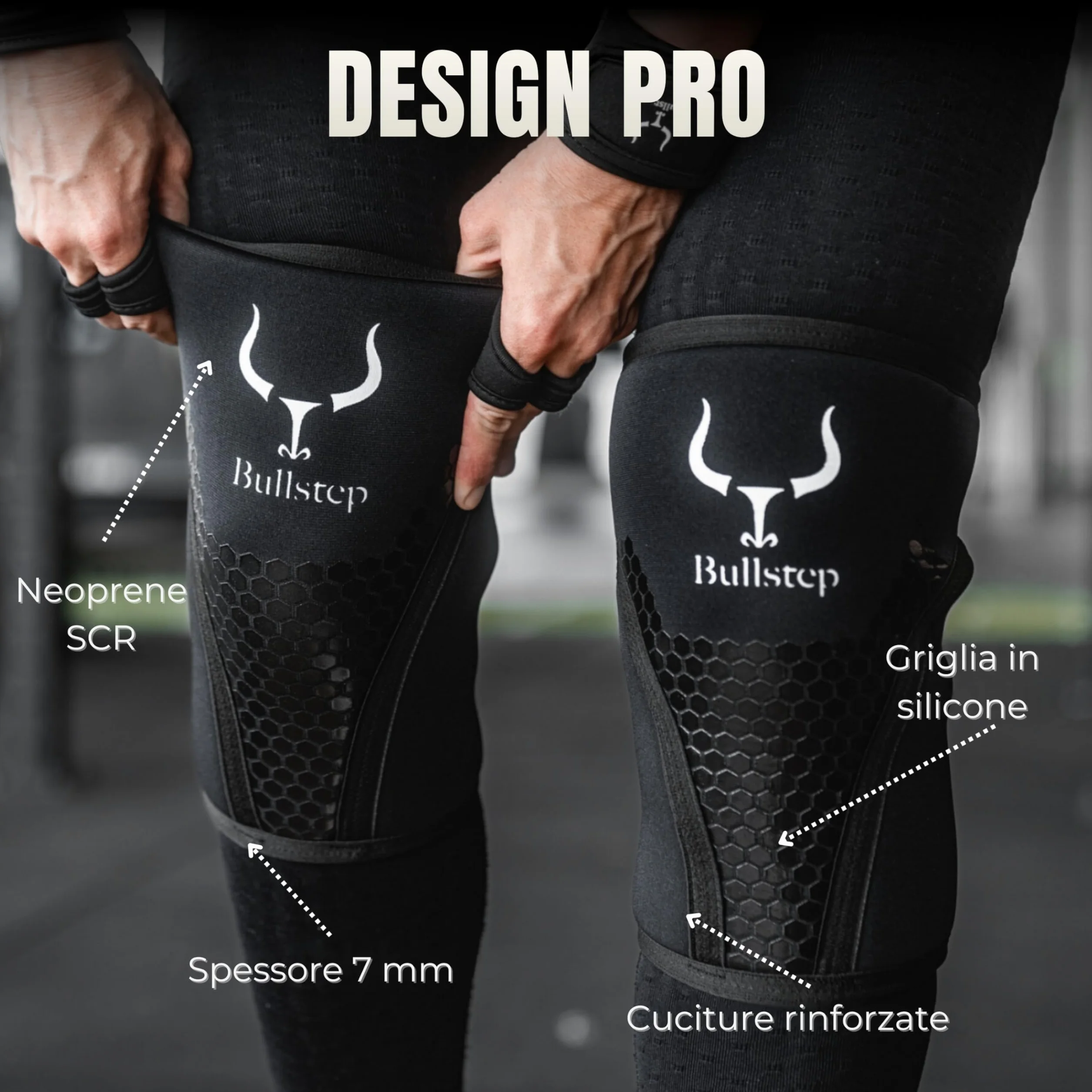 Ginocchiere Palestra Squat 7mm SCR Neoprene Compressione Knee Sleeves Cross Training (L)