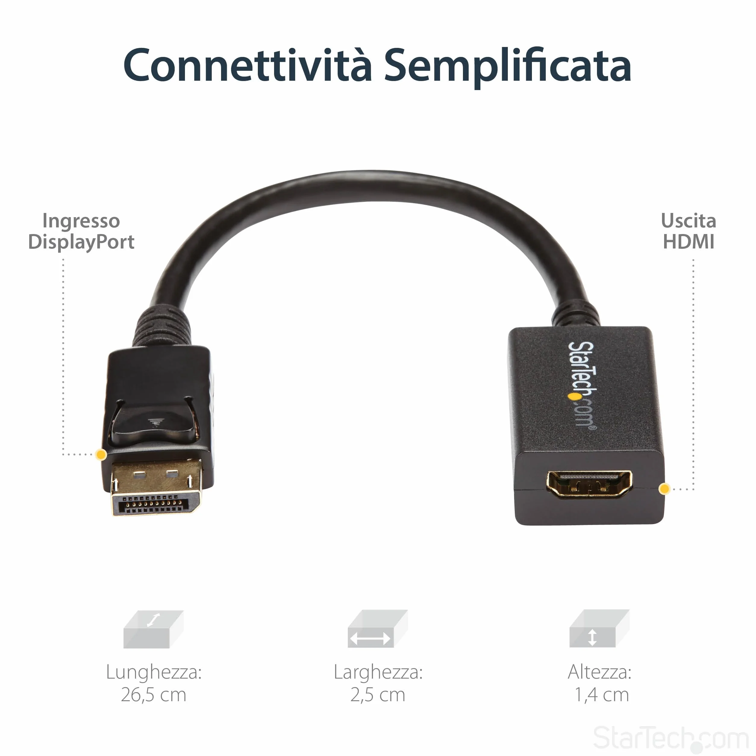 StarTech DP2HDMI2 DisplayPort Passiver Konverter DP 1.2 Stecker auf HDMI A-Buchse, 0.12m, schwarz