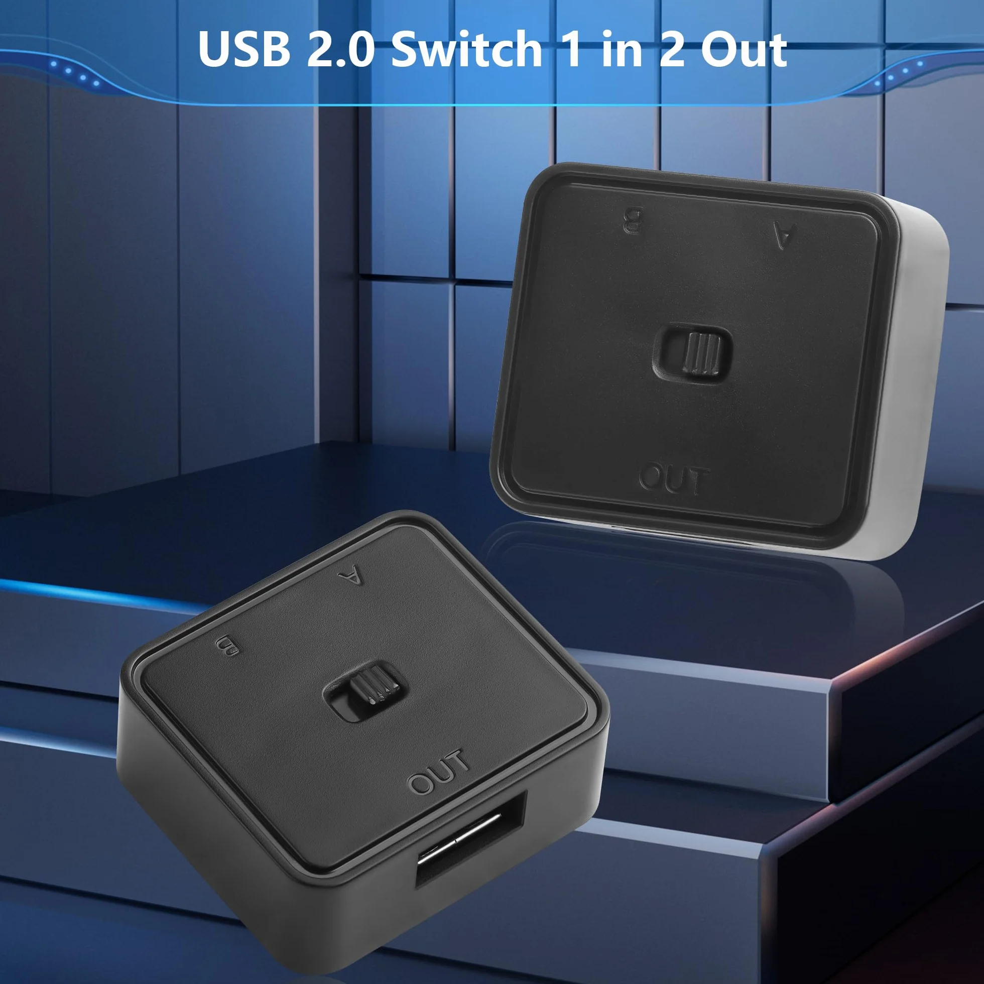CERRXIAN 2 interruttori USB 2.0 1 in 2 out, interruttore USB bidirezionale 2 computer condividono 1 dispositivo per stampante, scanner, tastiera