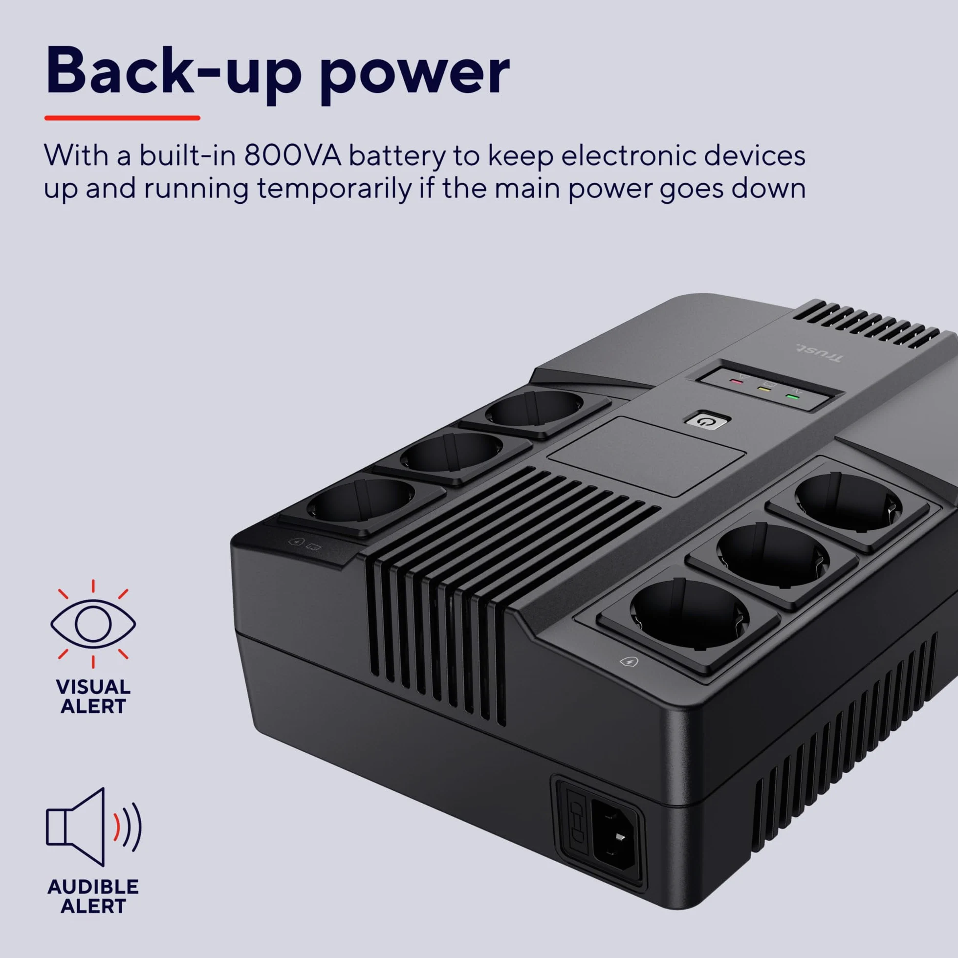 Trust Maxxon Gruppo di continuità (UPS) da 800 VA (UPS), Nero & Taro Tastiera USB Cablata, Layout Italiano QWERTY, Tastiera PC con Filo per Computer/Laptop