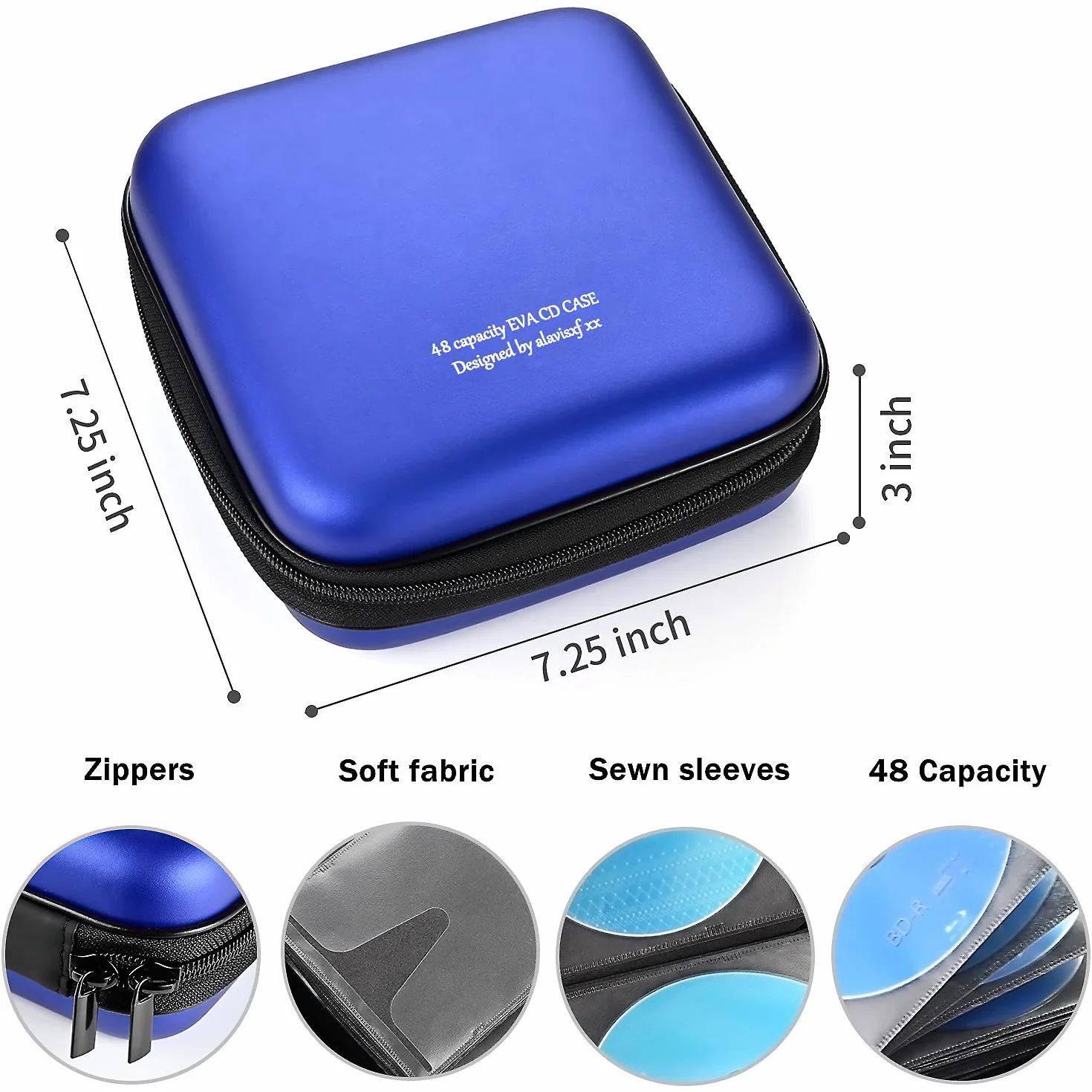 LIOVODE, custodia per cd, in EVA, arganizer da 48 capacità per contenere dvd, portafogli per dischi, supporti di raccolta, per la casa e l'auto