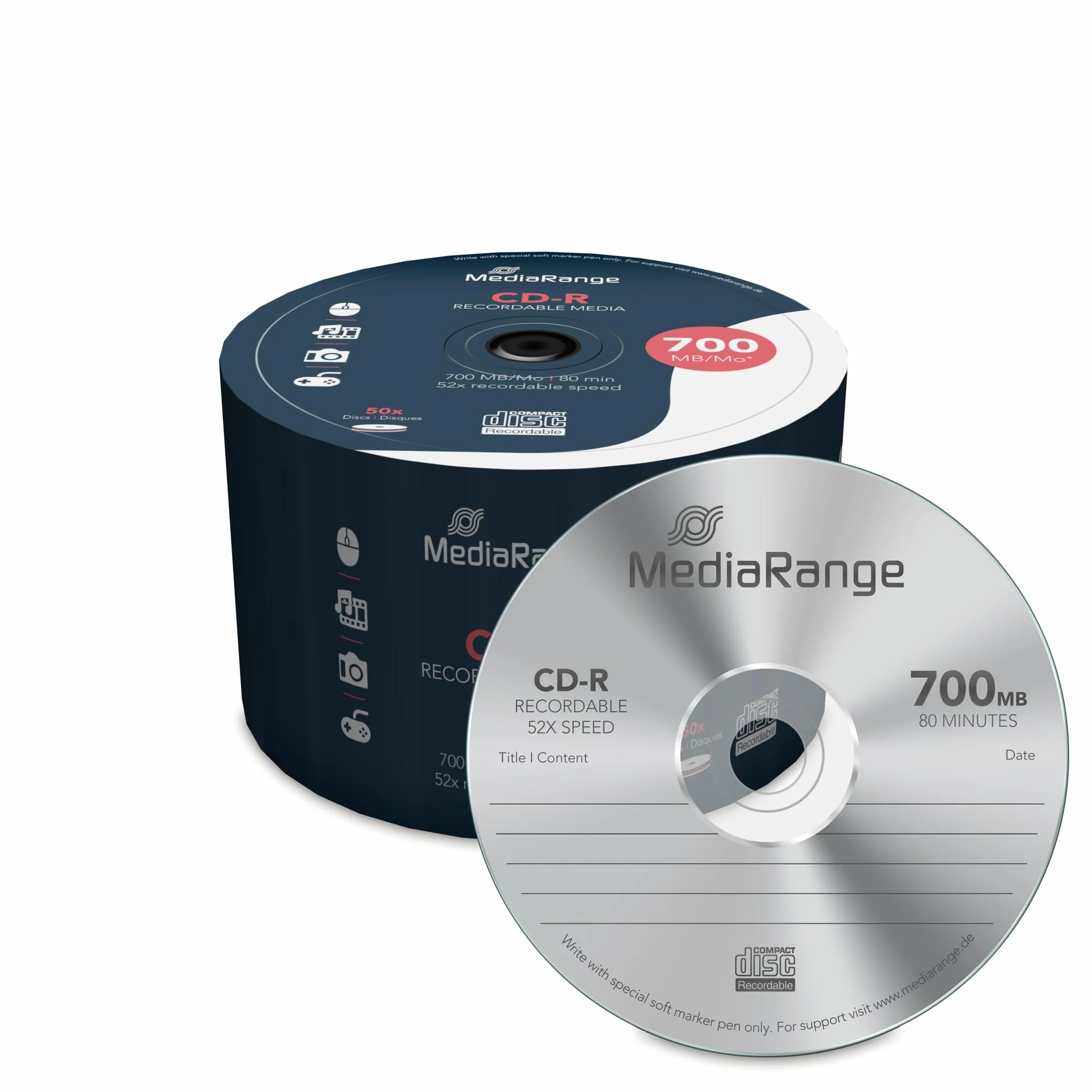 MediaRange MR207 Confezione CDR80, Argento