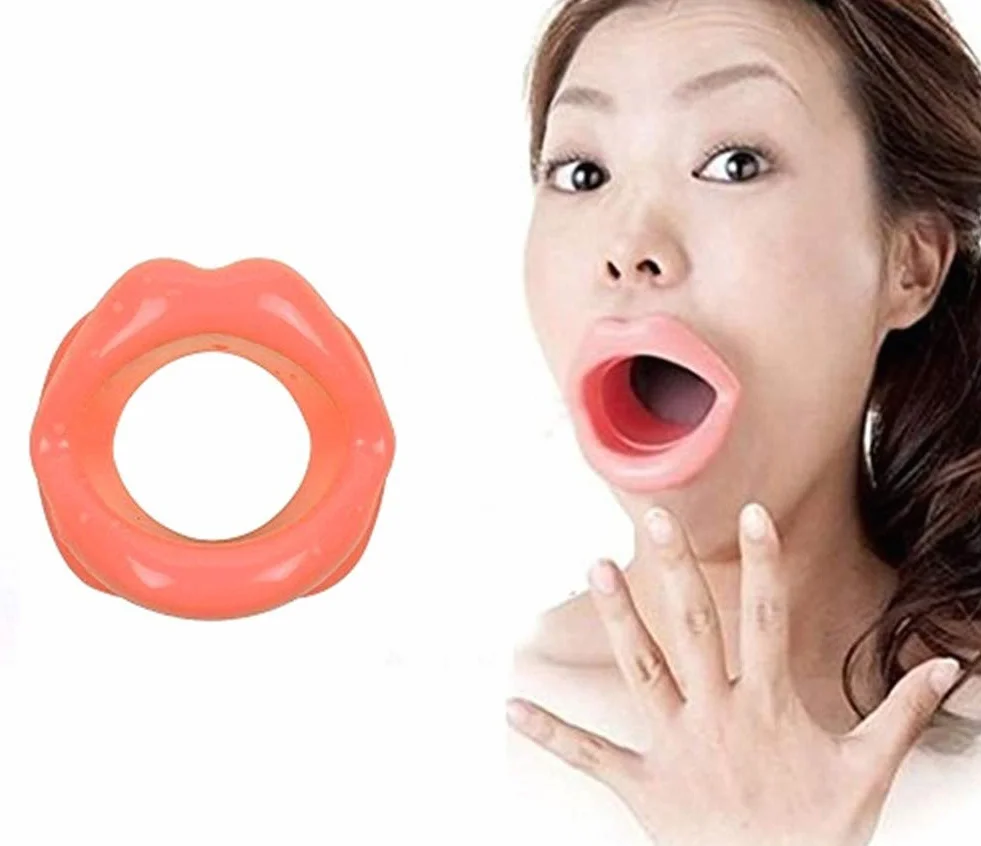 Anello a forma di labbra in silicone rosa