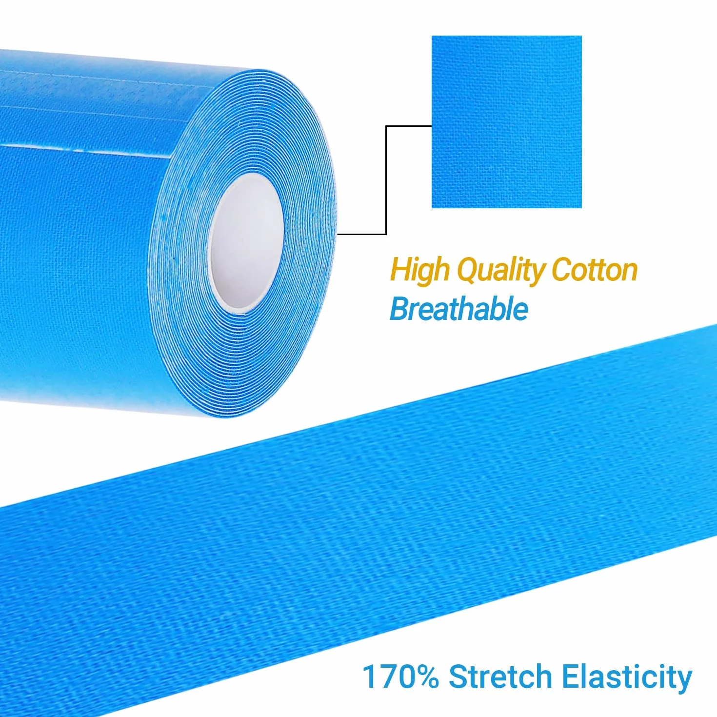 Kinesio Tape 3 rotoli 5cm x 5m Nero+Blu+Rosa, tape sportivo impermeabile ed elastico per ginocchio spalla gomito