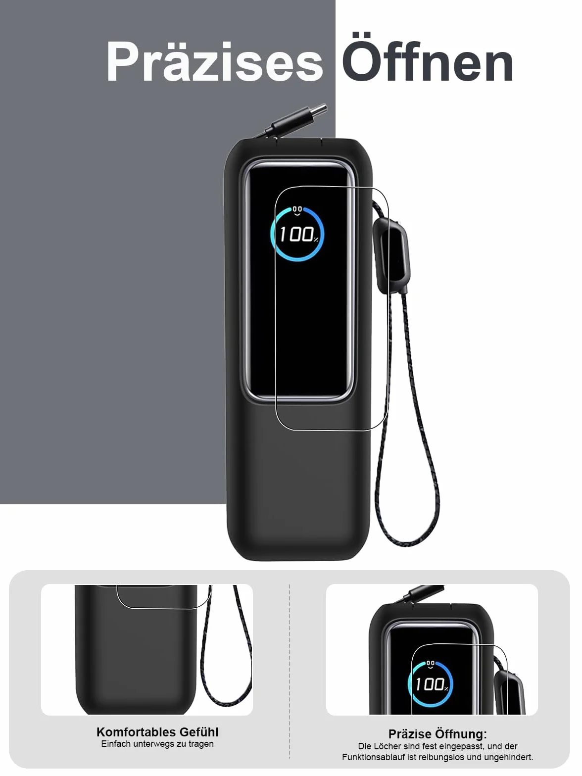 Custodia per Powerbank, 25000 mAh 165 W, contiene due pellicole morbide, protezione all-inclusive, anti-shock/graffi, protezione antigoccia, comoda da tenere, leggera e portatile (nero)