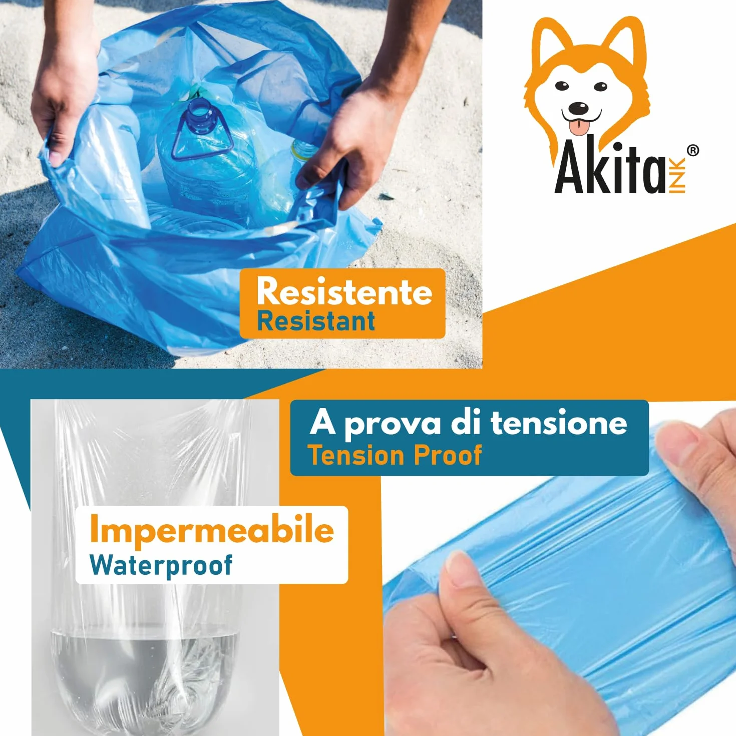 Sacchetti Spazzatura 30L 50x60cm Trasparente Antigoccia Antistrappo 6 Rotoli 120 Sacchi