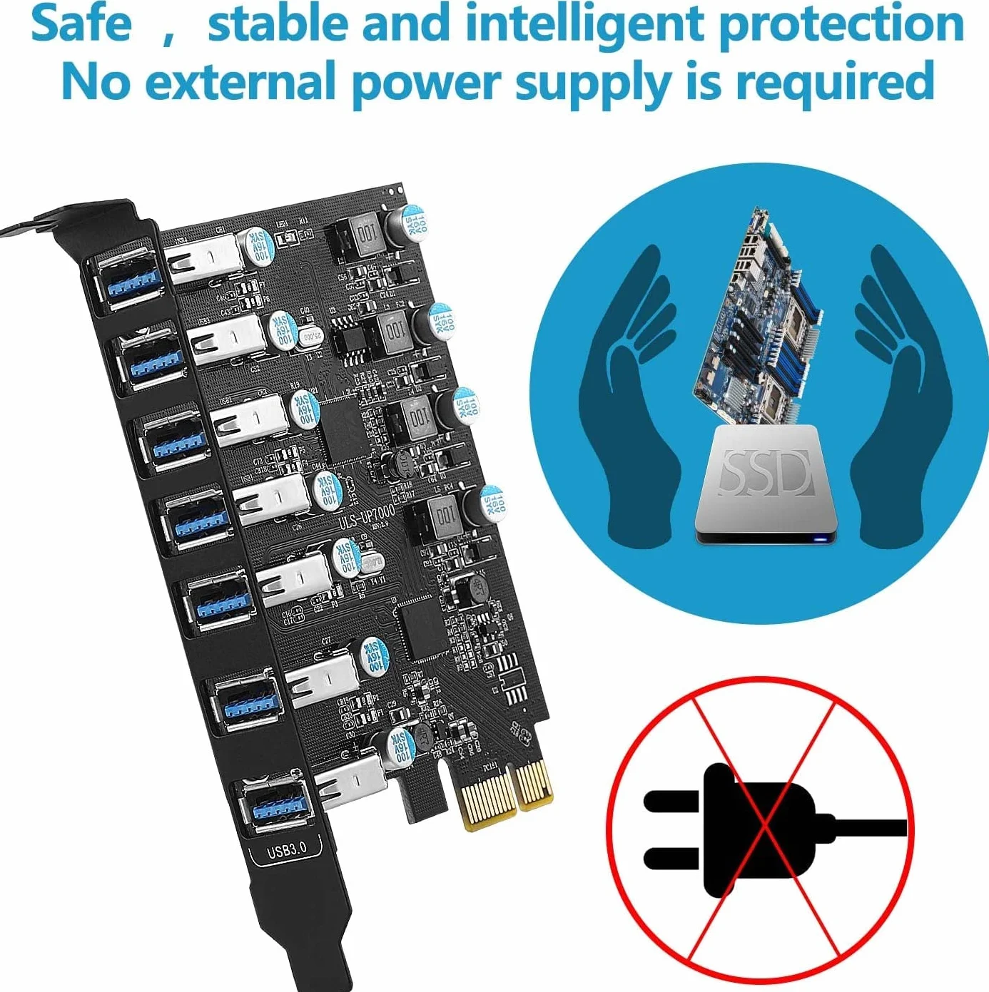 Scheda di espansione USB 3.0 PCIe a 7 porte, scheda di espansione PCI Express USB 5Gbps USB 3.0 PCI Express Hub interno convertitore USB3 per PC desktop Windows