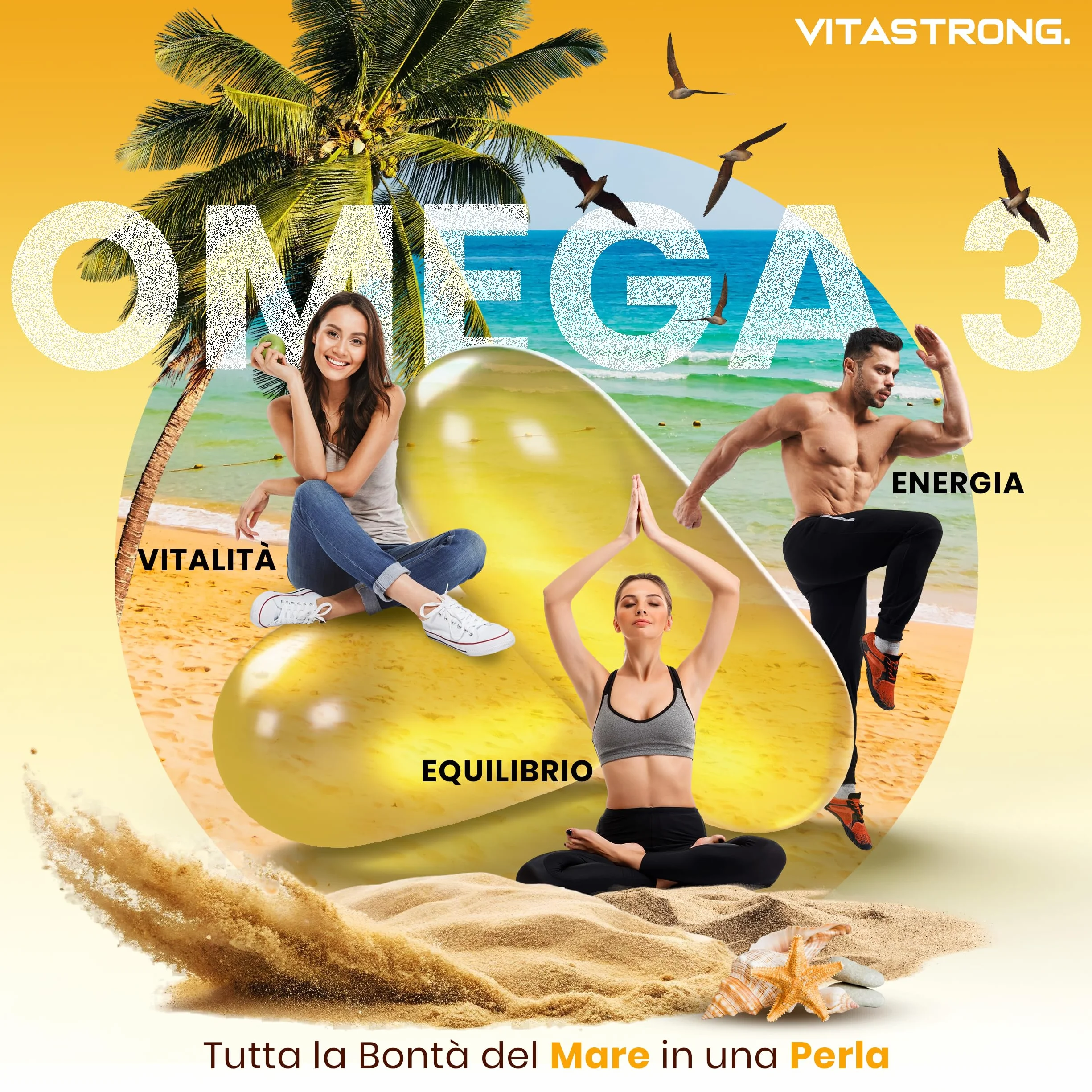 Omega 3 Olio di Pesce 2000mg EPA 500mg DHA Vitamina E Integratore Puro Cuore Vista Cervello