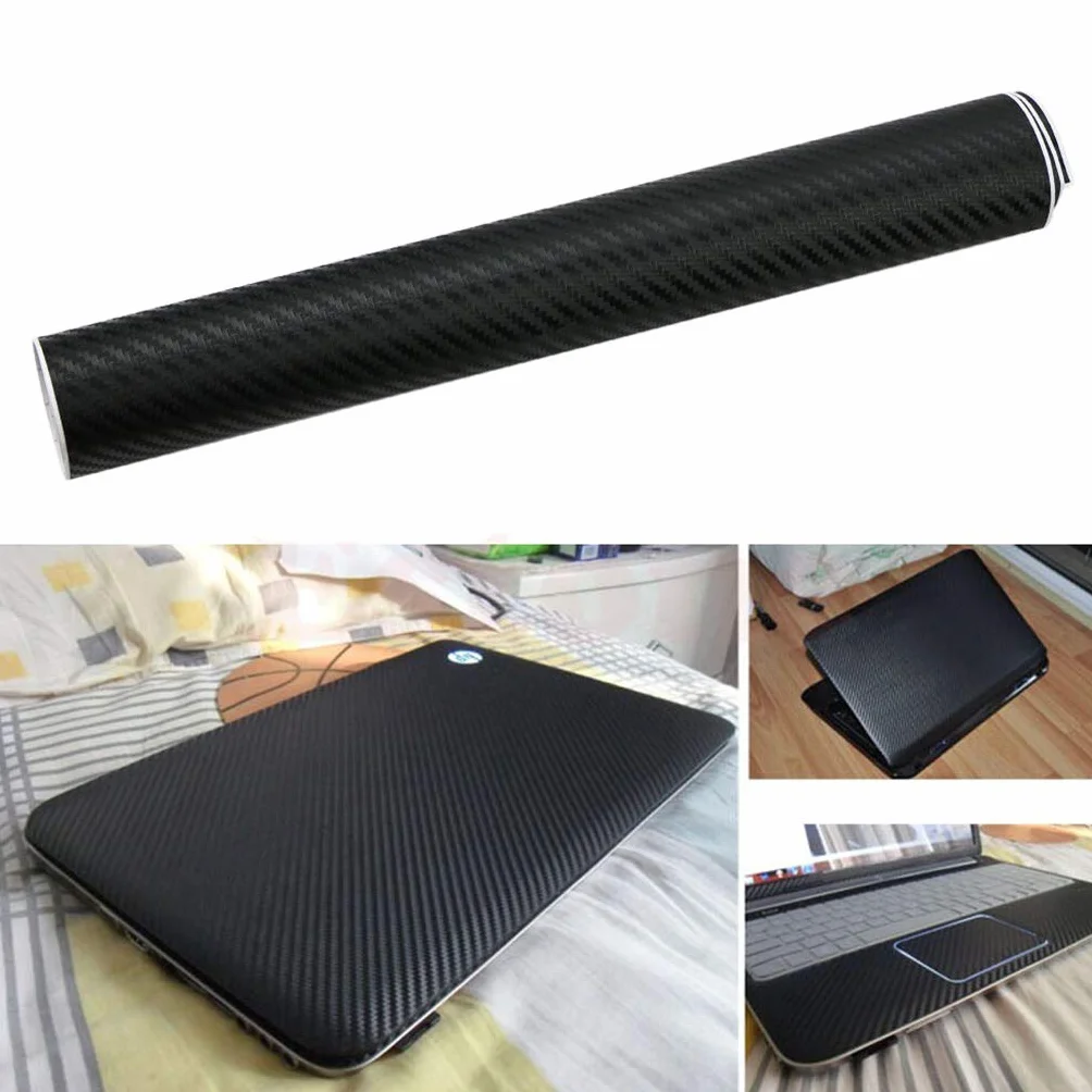 Universale Adesivo 3D Fibra di Carbonio Pellicola Durevole Notebook Decalcomania Nero Buona Vista 17 Pollici PC Laptop