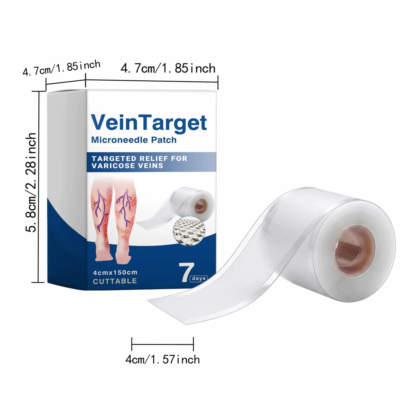Cerotto con Microaghi per Vene Varicose, Trattamento Avanzato per Gambe, Traspirante Naturale