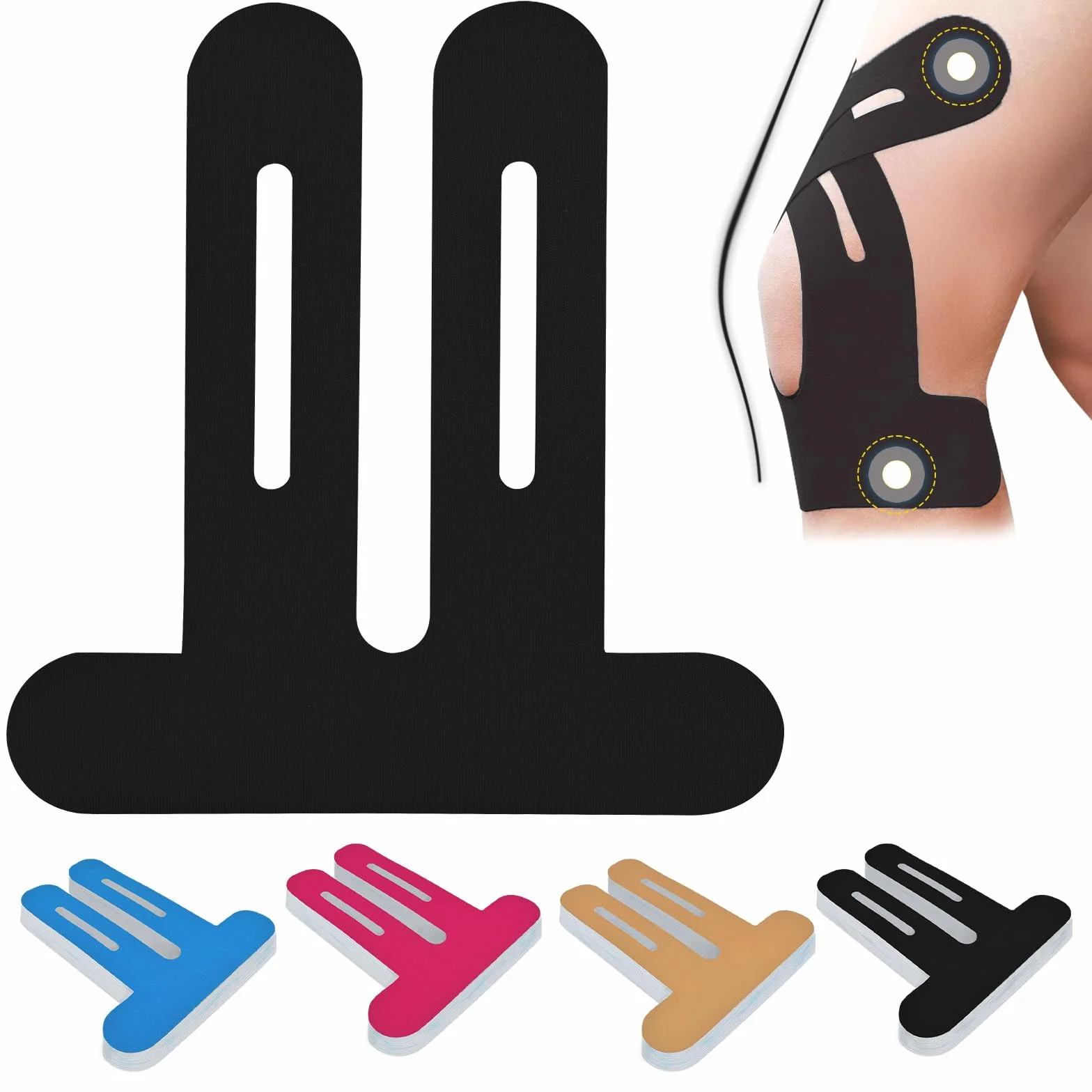 Nastro Kinesiologico Pretagliato 10 Pezzi - Knee Tape Kinesiologico Impermeabile per Dolore al Ginocchio e Correzione Posturale
