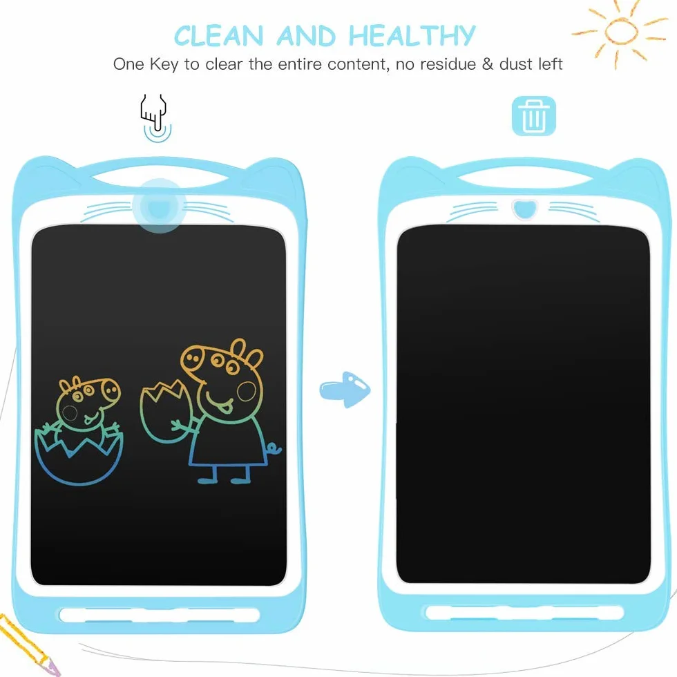 AGPTEK Tavoletta Grafica LCD Scrittura 12 Pollici Colorato con Pulsante di Blocco,Lavagna da Disegno Cancellabile Portatile Tavoletta Scrittura per Bambini Studenti Progettista Blu