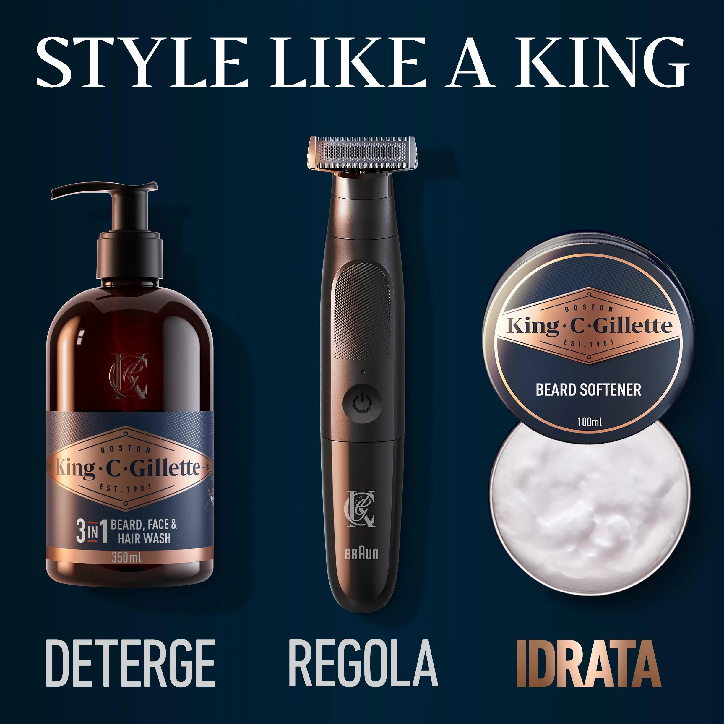 King C. Gillette Balsamo Barba 100 Ml Cura Barba Burro di Cacao Regalo Uomo
