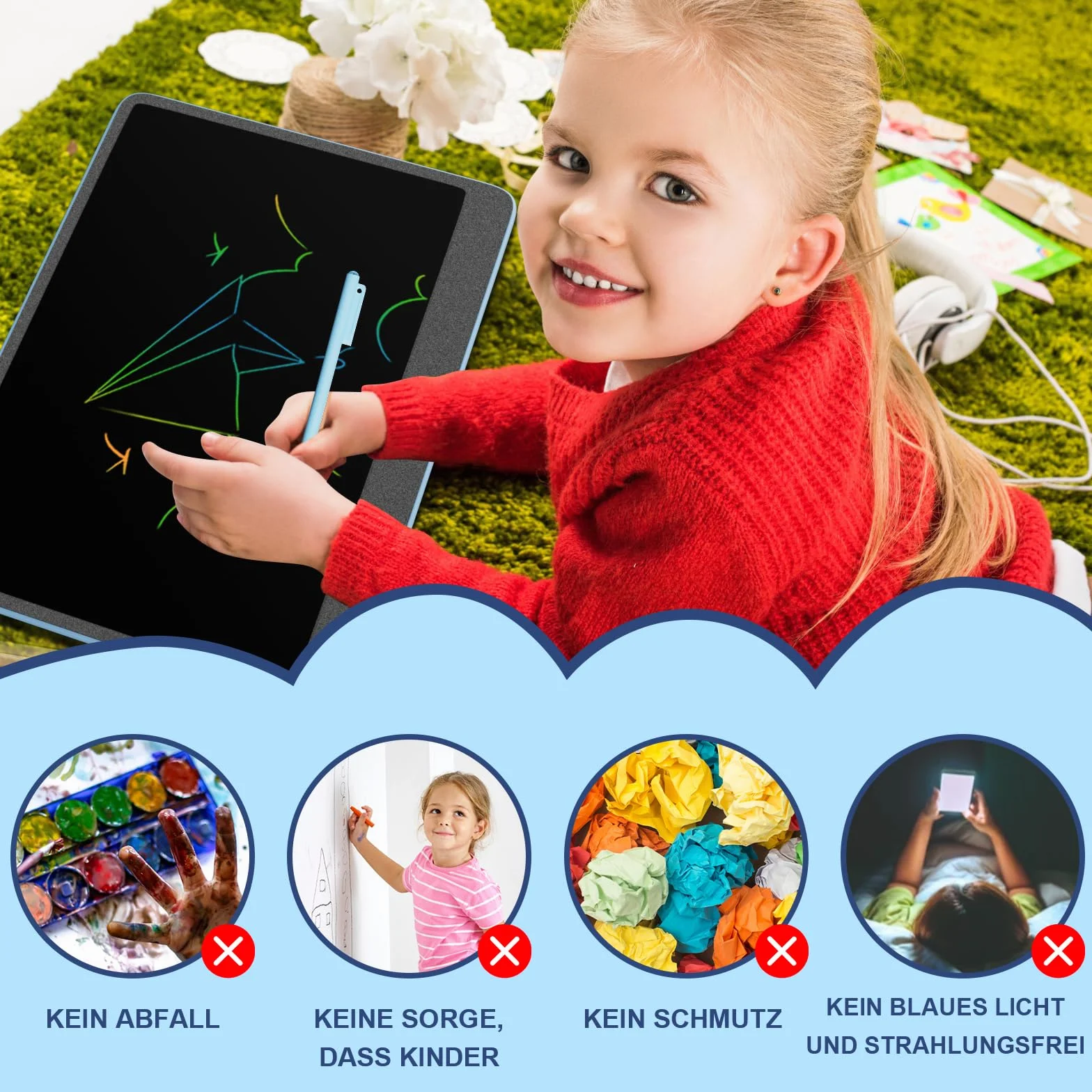 Lavagna LCD 16 pollici per bambini 2 pezzi lavagna colorata magica tablet elettronico cancellazione penna giocattolo regalo 3-6 anni