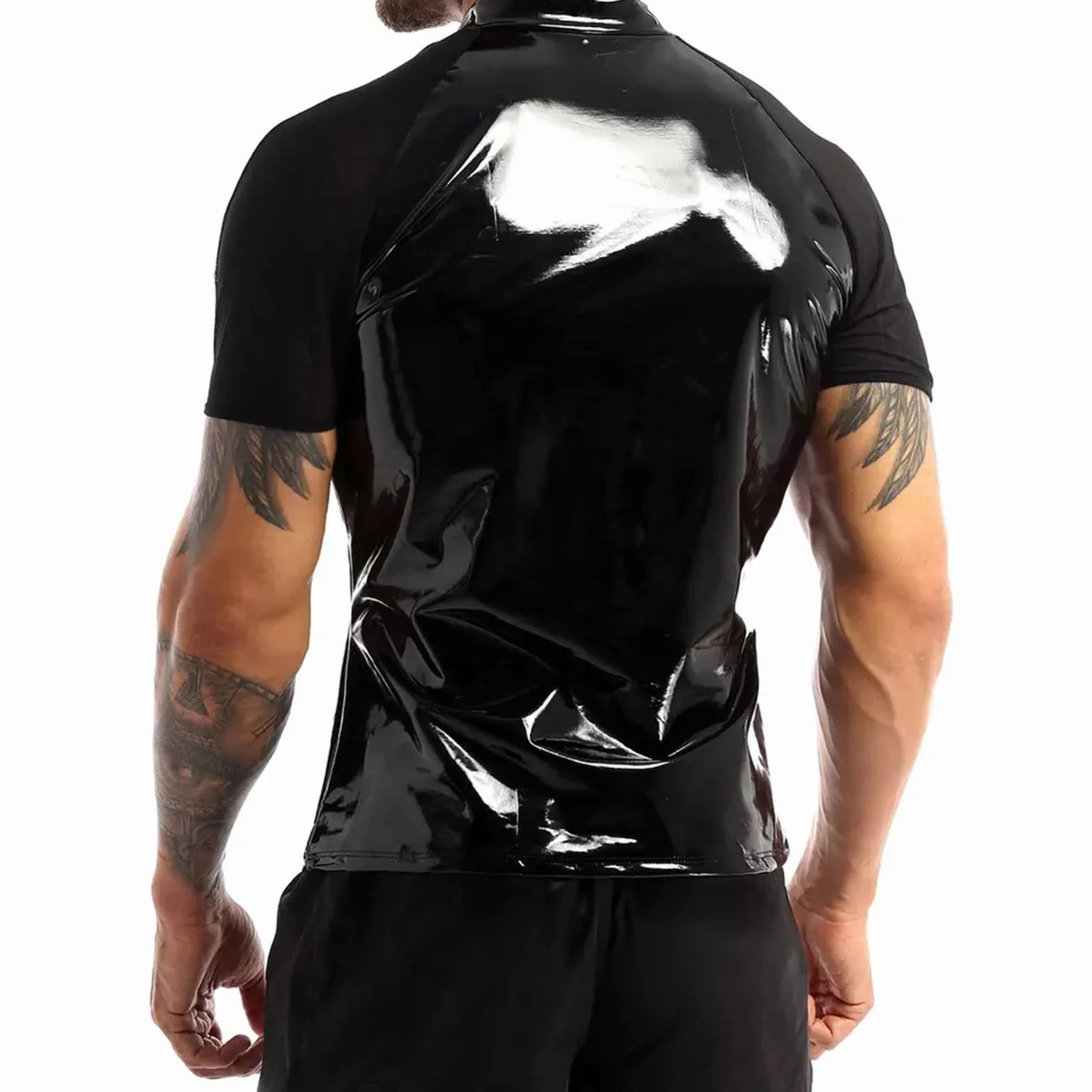 Kinky costume erotico da uomo look bagnato vernice e pelle top sexy