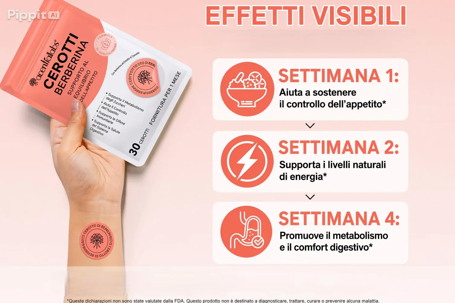 Acentiallabs Cerotti Benessere Metabolico con Berberina, Cannella e Cromo, 30 Cerotti