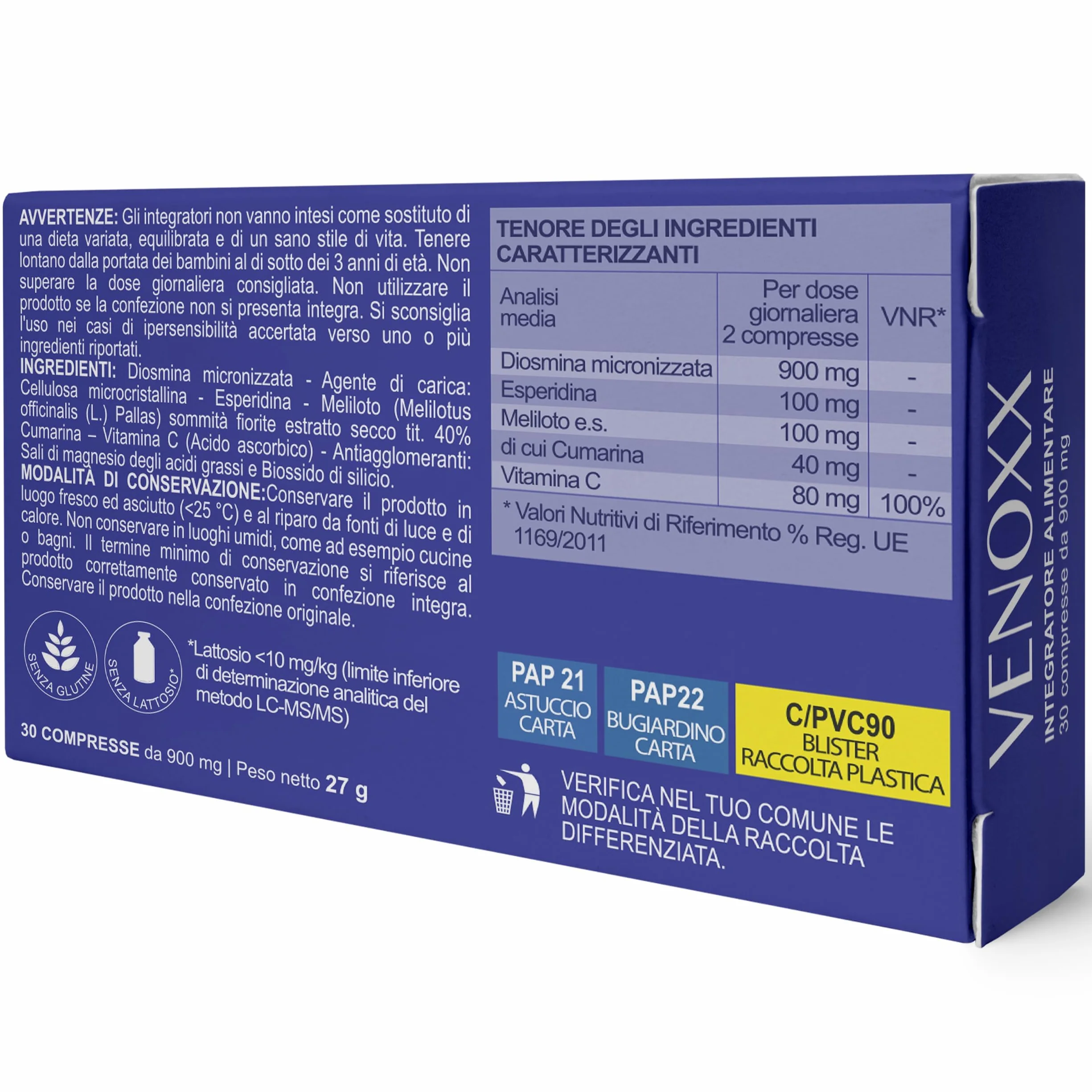 CISBANI PHARMA Venoxx Integratore Diosmina Esperidina Meliloto Circolazione Venosa Vitamina C 30 Compresse
