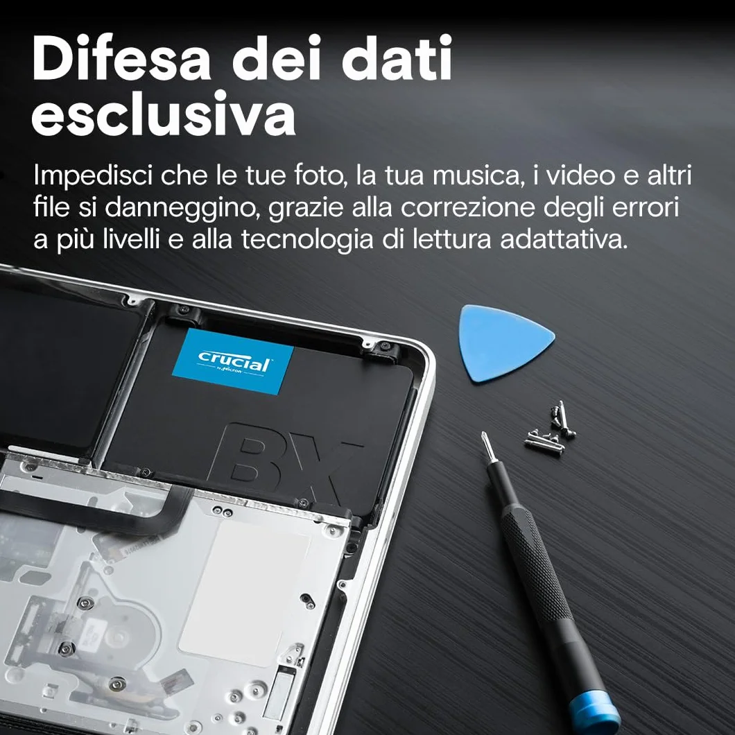 Crucial BX500 480 GB SSD Interno 3D NAND SATA 2.5 Pollici 540 MB/s Nero
