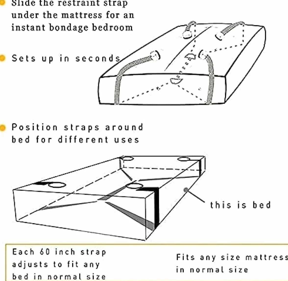 Adatto per Fissare Cinghie in Nylon in Camera da Letto, con Cinghie morbide e Regolabili per Polsi e Caviglie