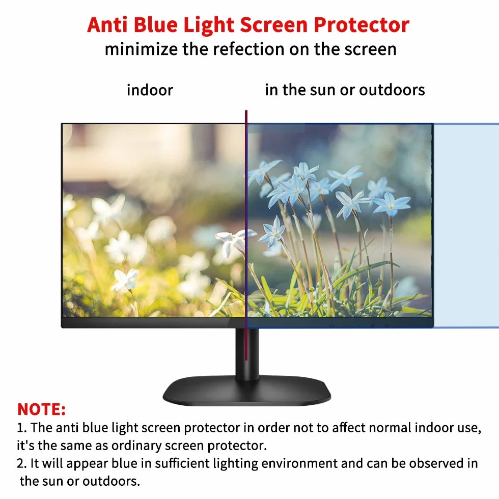 Hanging Filtro Anti Luce Blu per 23-24 Pollici Monitor, Blocca Luce Blu&UV, Anti Affaticamento Degli Occhi Protector per Diagonale 23,23.623.8,24 Pollici Desktop, Filtro Rimovibile Easy On/Off