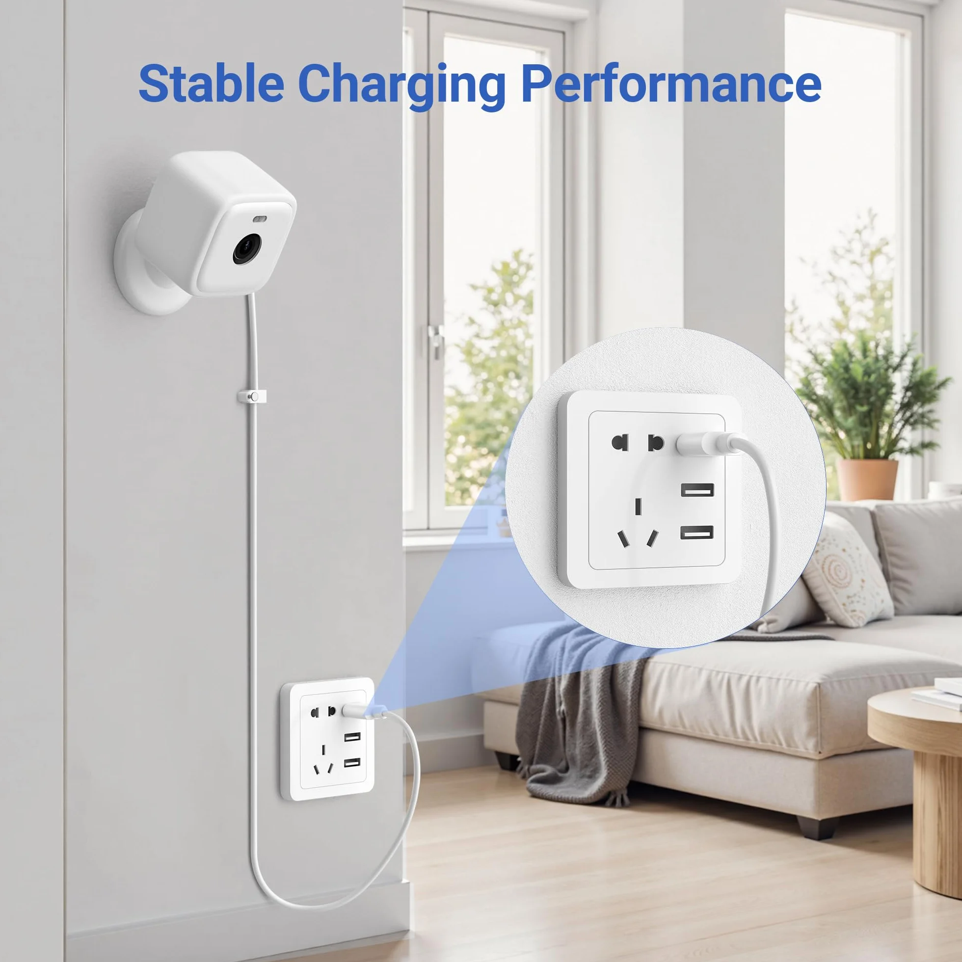 BASESAILOR Cavo di Ricarica USB A a USB C 6M/2P,Cavi di Prolunga Alimentazione da Tipo A Compatibile per Xiaomi Smart Camera C400,Eufy SoloCam C210/S340/S220,Indoor Cam S350/C220,TP-Link Tapo 2k C120