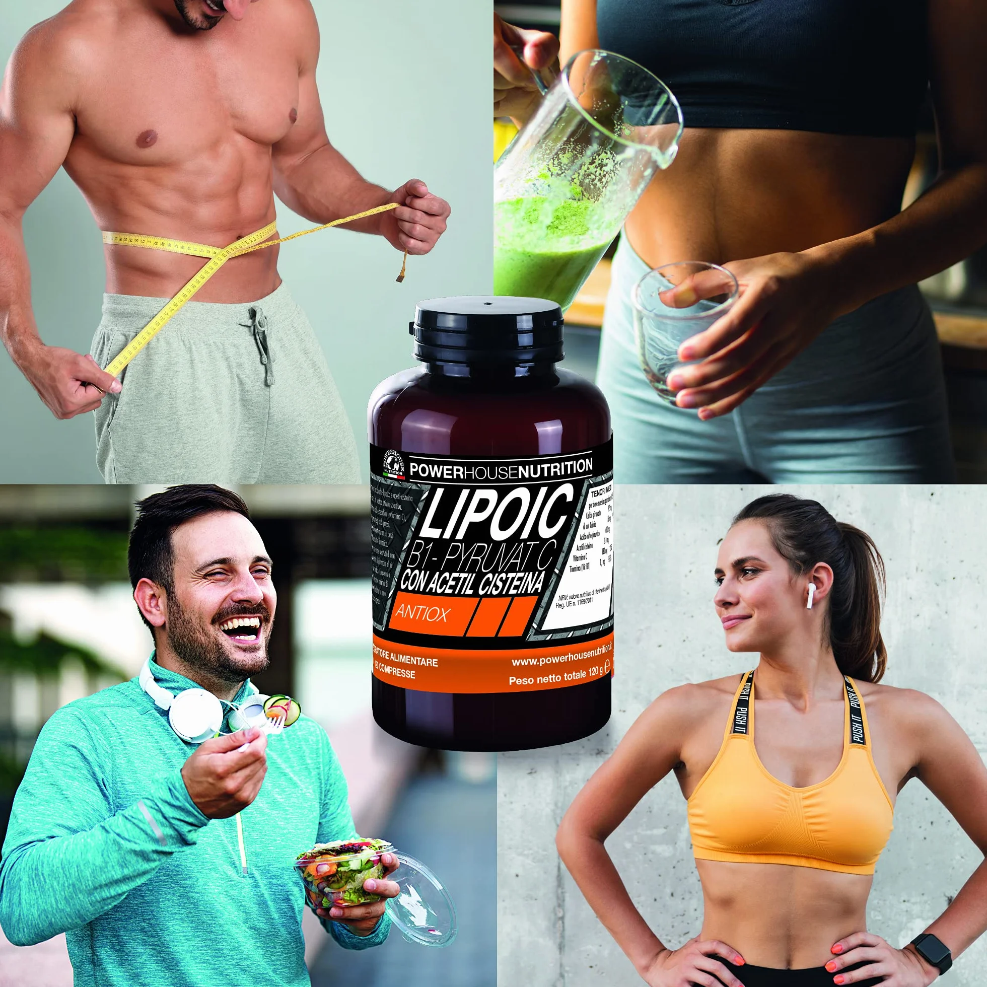 Powerhouse Nutrition Acido Alfa Lipoico 600mg con Piruvato, NAC, Vitamina C e B1 - 120 Compresse