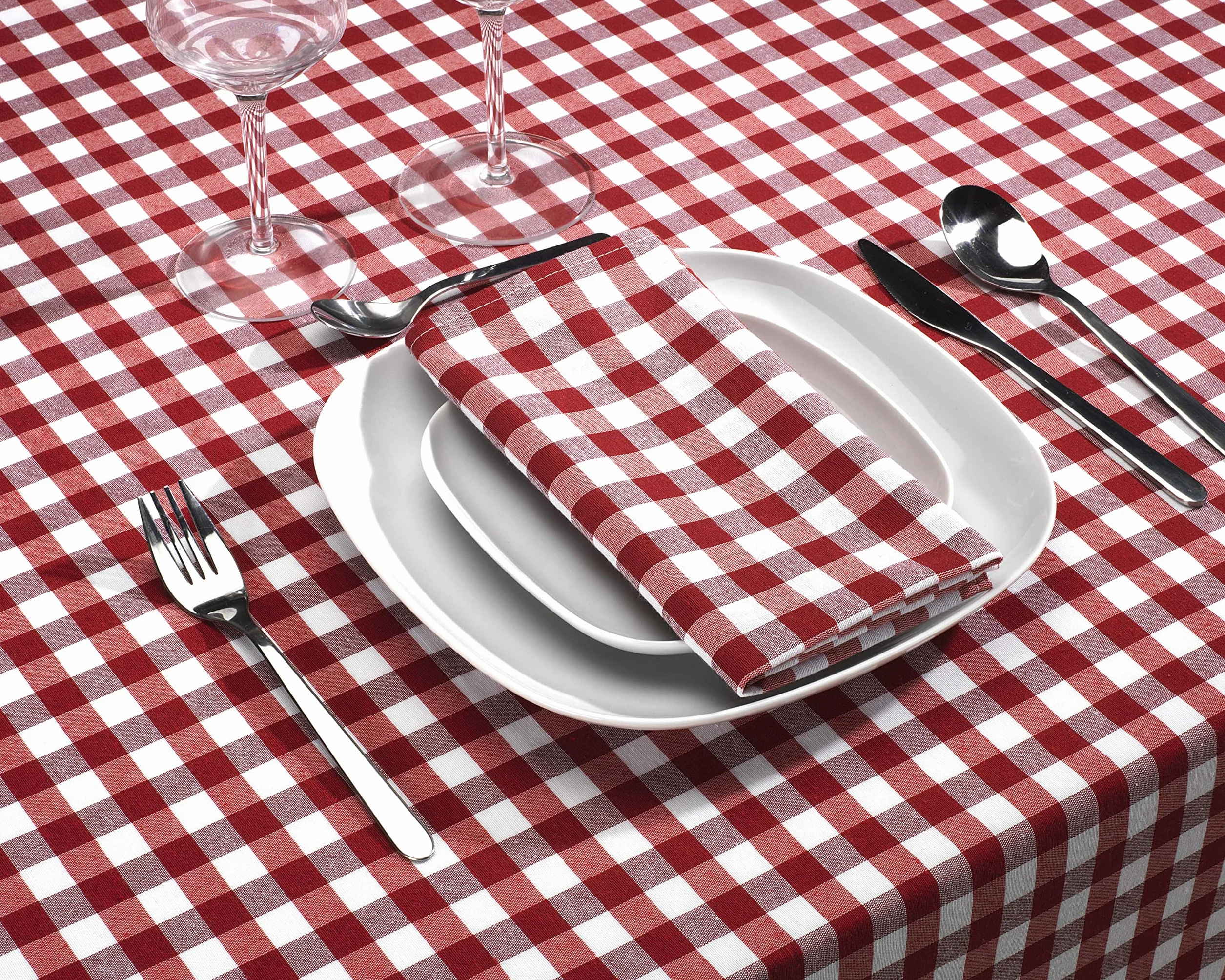 Tovaglioli in tessuto Vichy 45x45 cm rosso set 12 pezzi