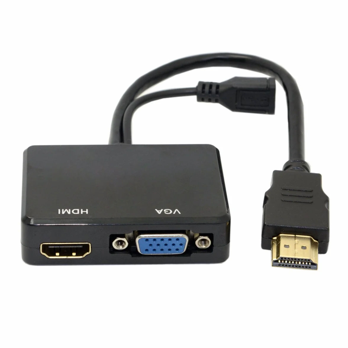 JSER HD-213 HDMI a VGA & HDMI femmina Splitter con cavo audio video convertitore adattatore per HDTV monitor PC
