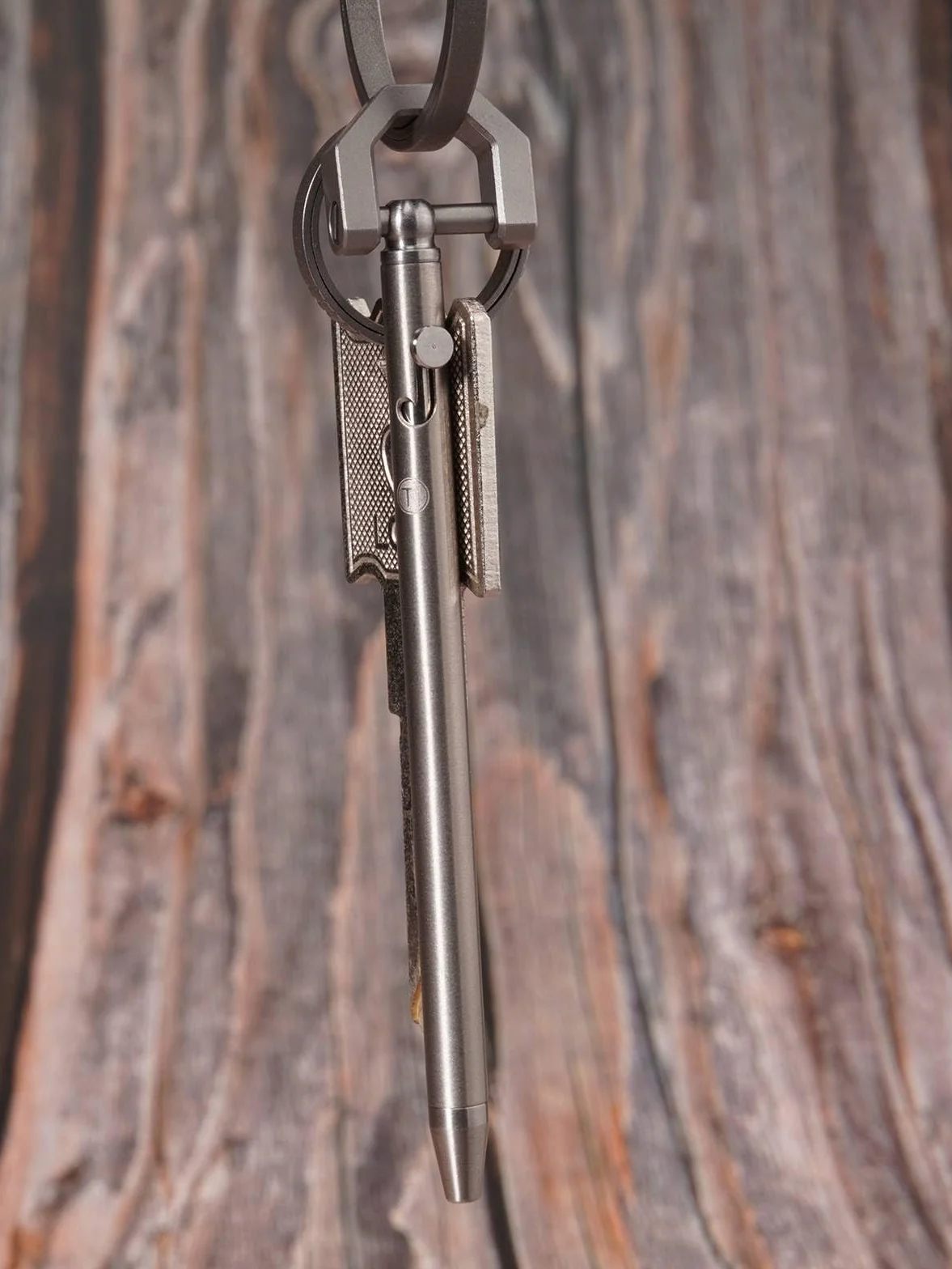 Mini penna a sfera in titanio EDC TKP1, retrattile con foro portachiavi, Bolt Action