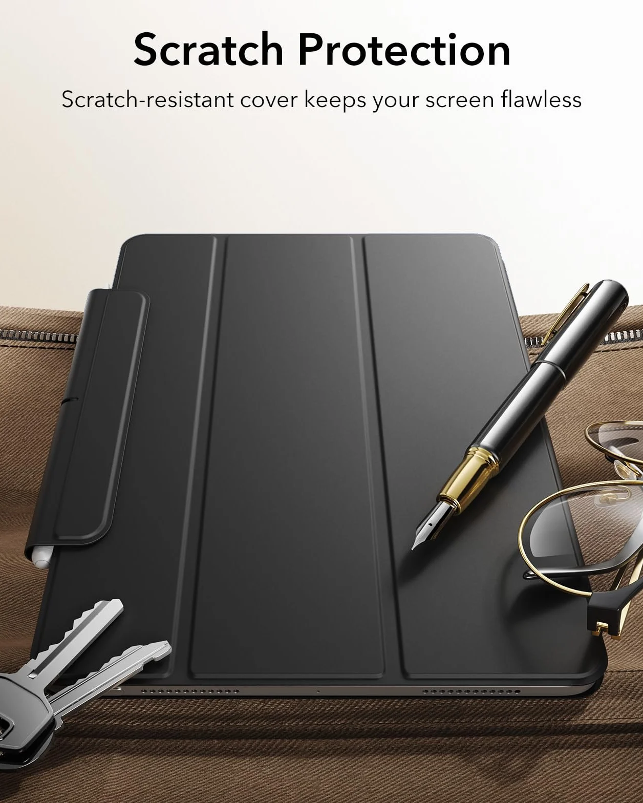 ESR Custodia Magnetica Trifold per iPad Air 13" M4/M3/M2 (2026/2025/2024), iPad Pro 12.9 (6a/5a/4a Gen), Nero