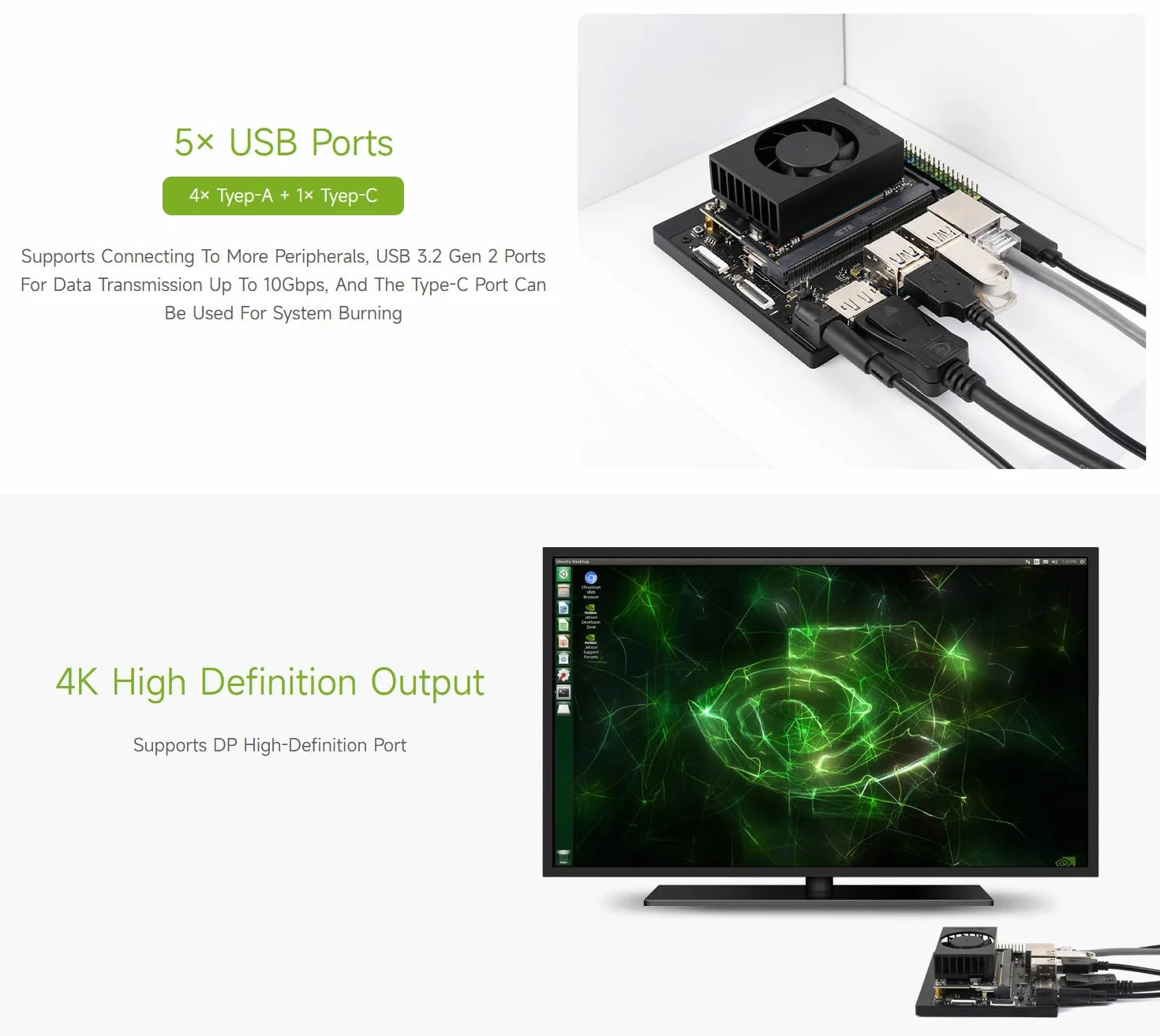 Waveshare Jetson Orin Nano/NX AI Development Board, with Two 4-lane CSI Ports, Two M.2 Key M and One M.2 Key E Ports, 5 USB Ports, 4K High-definition DisplayPort Port, compatible with Orin Module