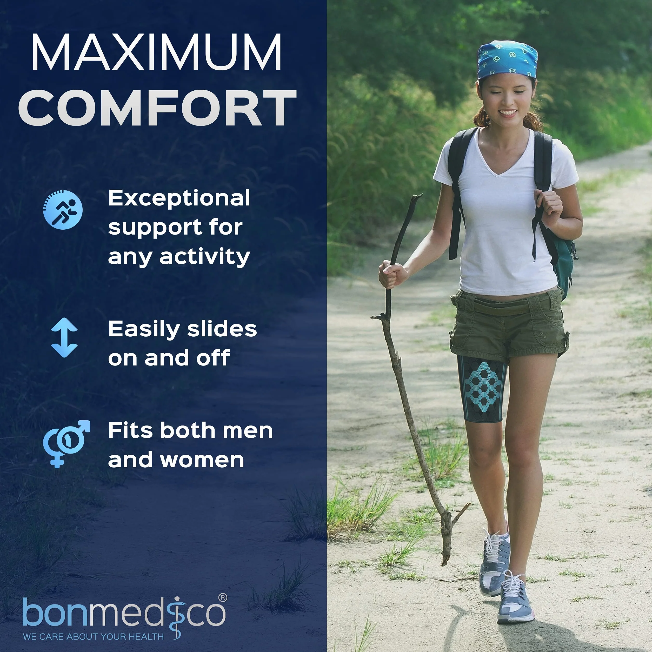 Bonmedico Fascia Contenitiva Quadricipite – Benda Elastica per Cosciera Sportiva – Supporto Gambe Allenamento Corsa Palestra