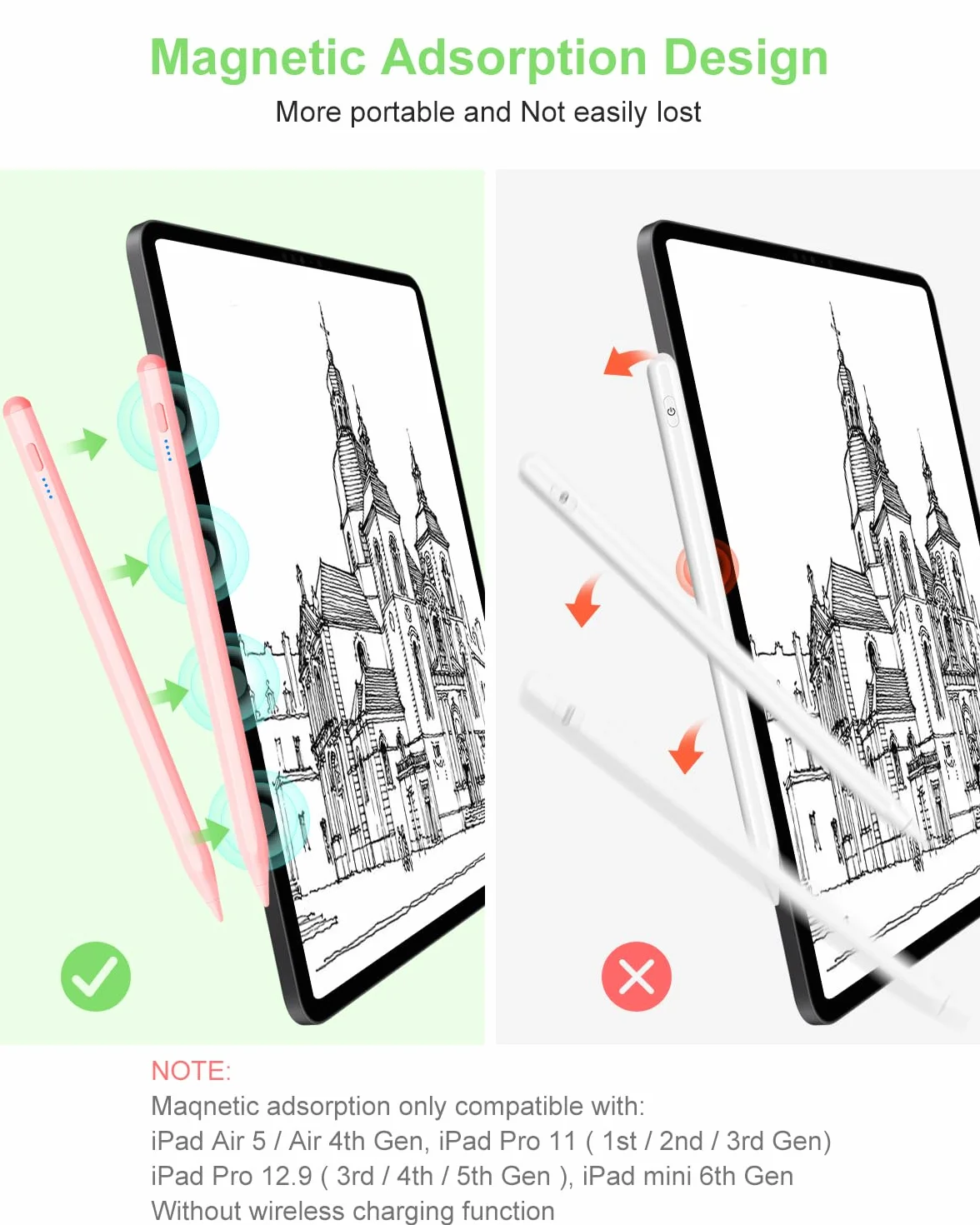 DAORANGE Penna per Tablet Touch Screen, Universale Stylus Pen Penna ad Alta Sensibilità per Android Tablet Compatibile con iPad, per Samsung, per Huawei, per XiaoMi, per Redmi, Smartphone (Rosa)