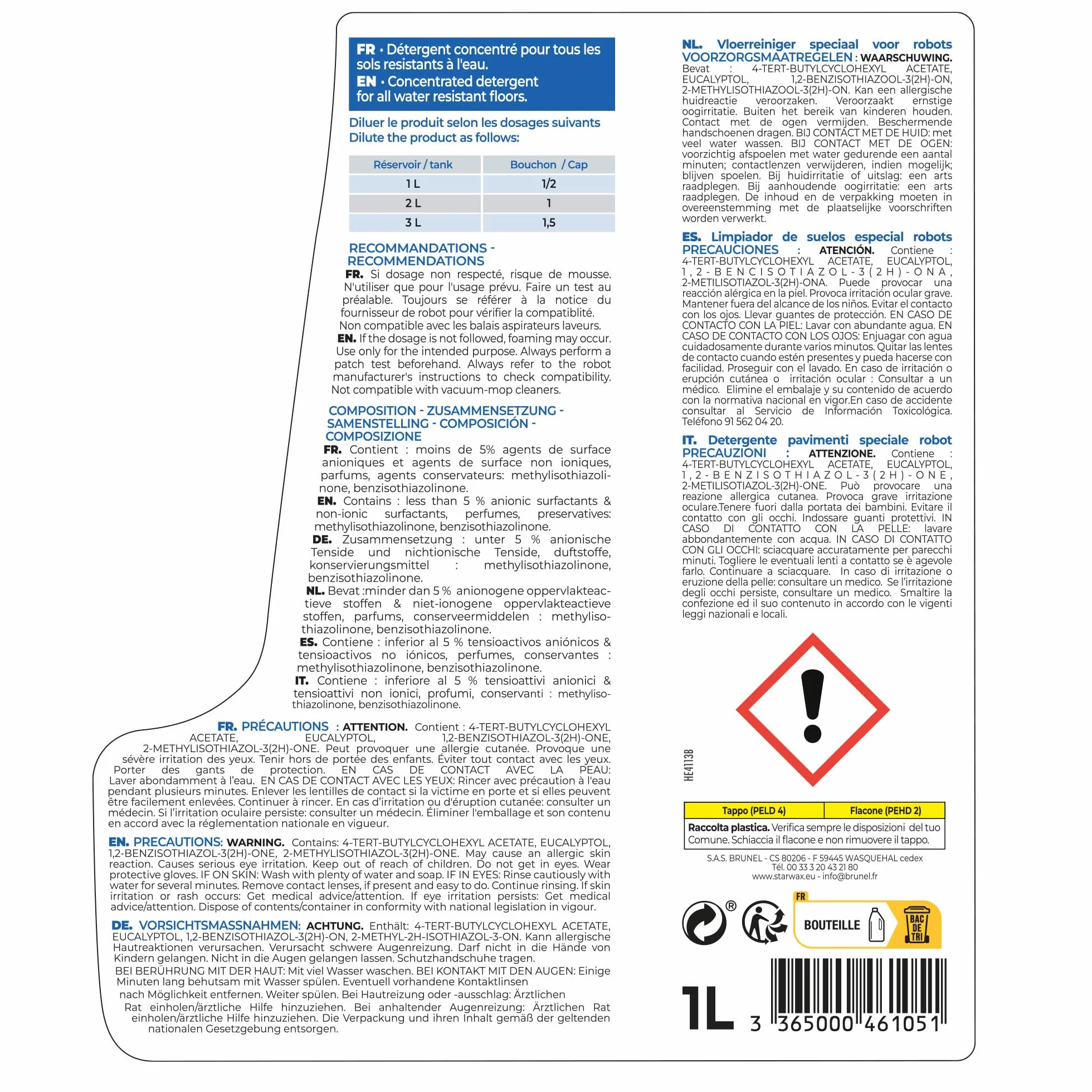 STARWAX Detergente multi-pavimenti Robot 1 l