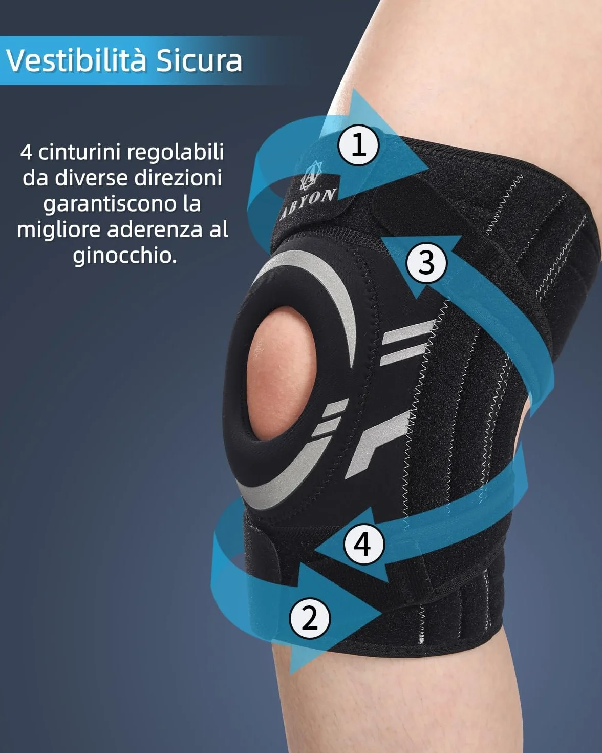 ABYON Ginocchiera Regolabile per Menisco Artrosi ACL MCL Supporto Rotuleo in Neoprene con Stabilizzatori Laterali