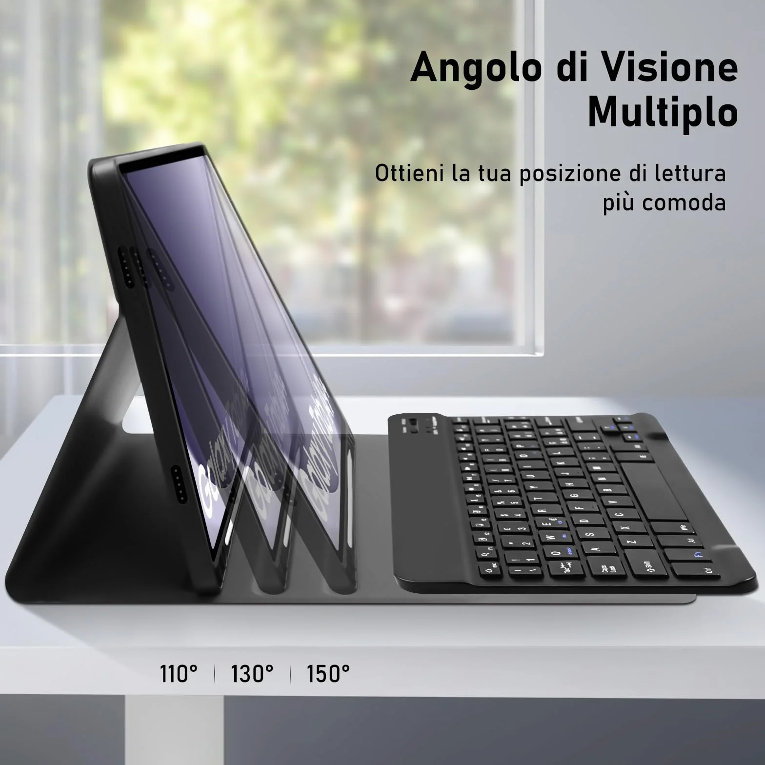 Tastiera Custodia per Samsung Galaxy Tab A9+ 2023 11 Pollici (SM-X210/X216/X218), Italiano QWERTY Rimovibile Bluetooth Tastiera, Custodia con Supporto Pencil per Samsung Galaxy Tab A9 plus-Nero