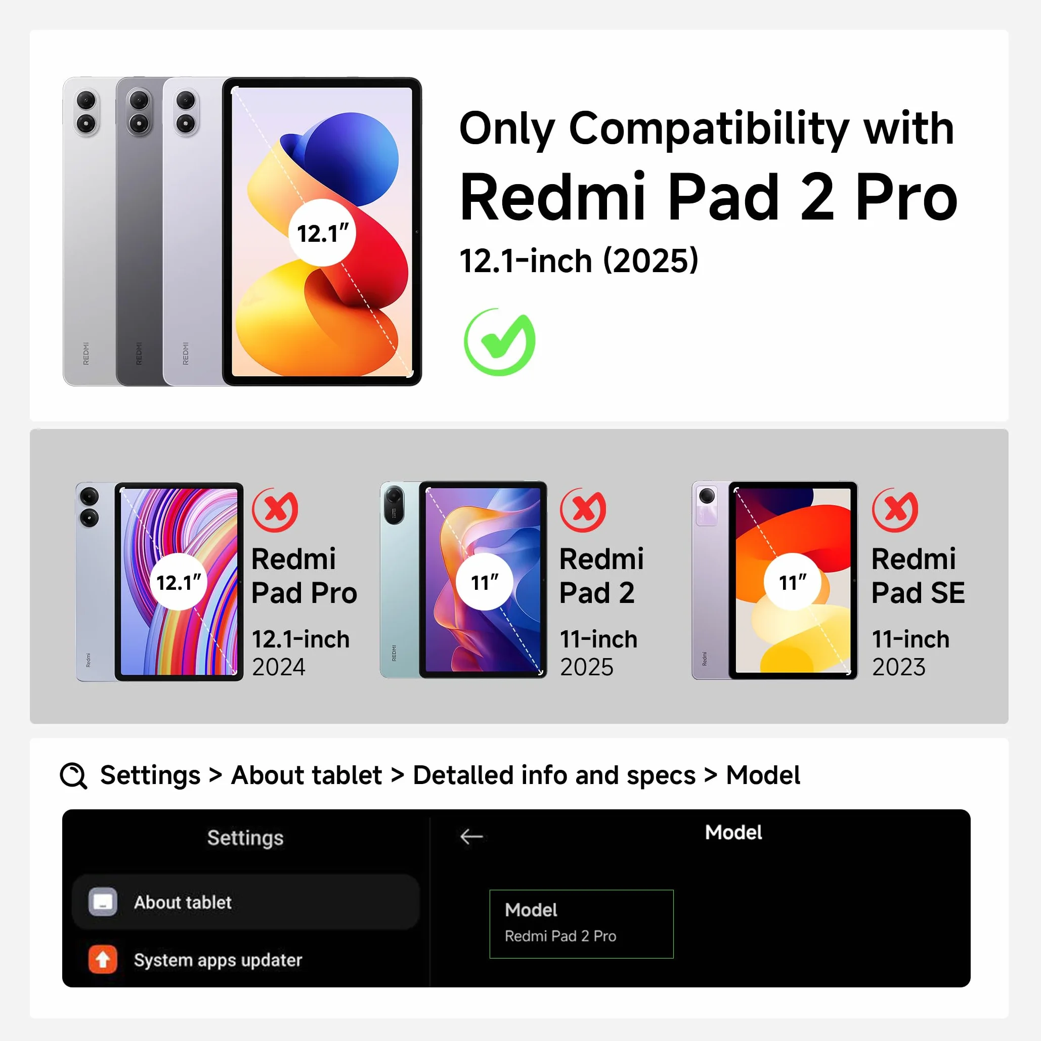 EasyAcc Custodia Cover per Xiaomi Redmi Pad 2 Pro 12.1 Pollici 2025, Portapenne, Ultra Sottile, Pelle PU, Nero