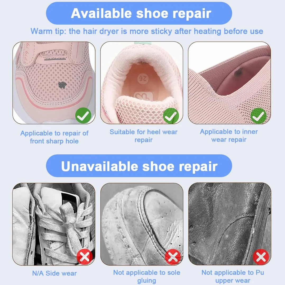 Toppe per riparazione scarpe 12 pz, patch adesivi punta e tallone