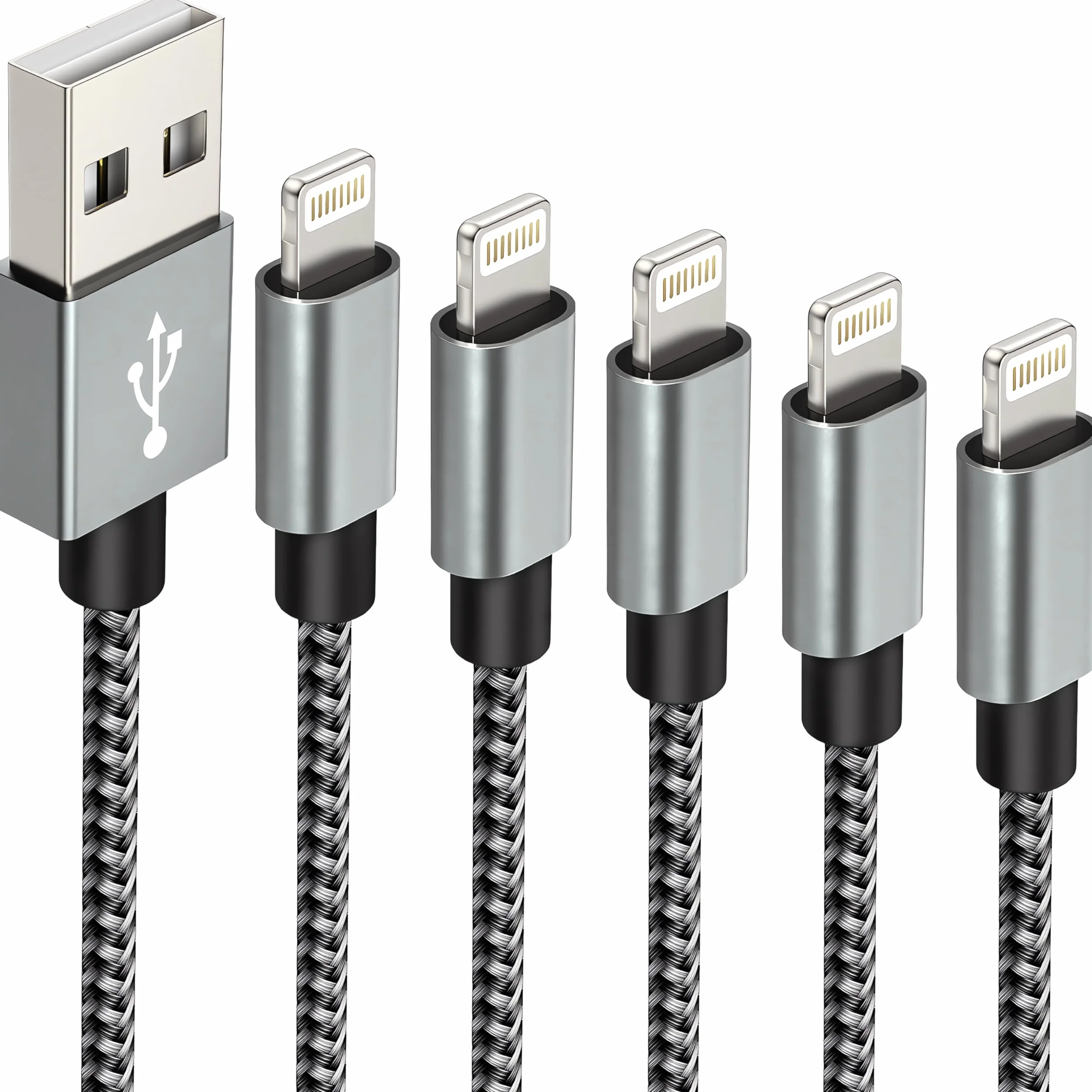 IDISON Cavo iPhone 5 Pezzi, 2M 2M 1m 3m,USB A to Lightning MFi Nylon