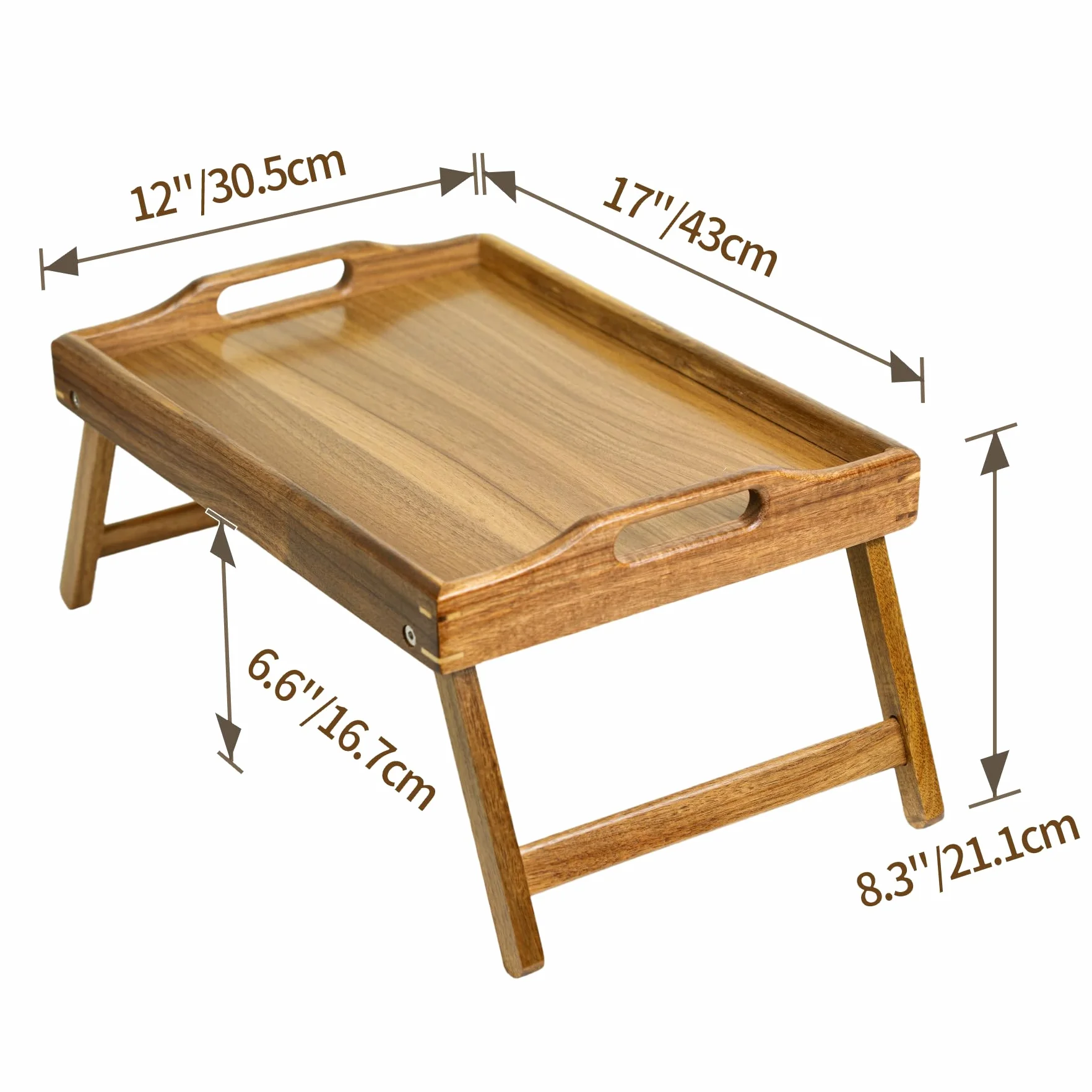 Utoplike Vassoio da letto in acacia per mangiare, vassoi da colazione con gambe pieghevoli per letto, tavolino pieghevole in legno per divano