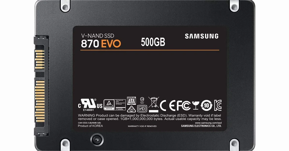 Samsung 870 EVO SSD, Fattore di forma 2,5", Intelligent Turbo Write, software Magician 6, Nero, 500 GB
