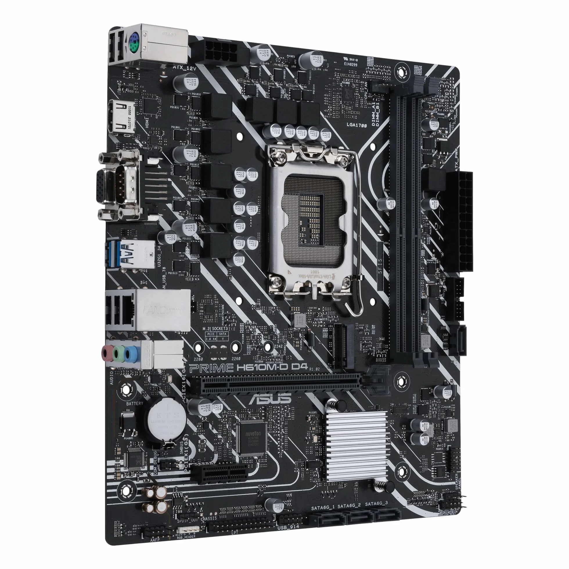 ASUS PRIME H610M-D D4 Scheda Madre mATX, Intel H610, LGA1700, DDR4, PCI 4.0, Realtek 1Gb Ethernet, Realtek 7.1 Surround, 1xM.2, 4xSATA 6GB/s, USB 3.2 Gen 1, Armoury Crate, Nero
