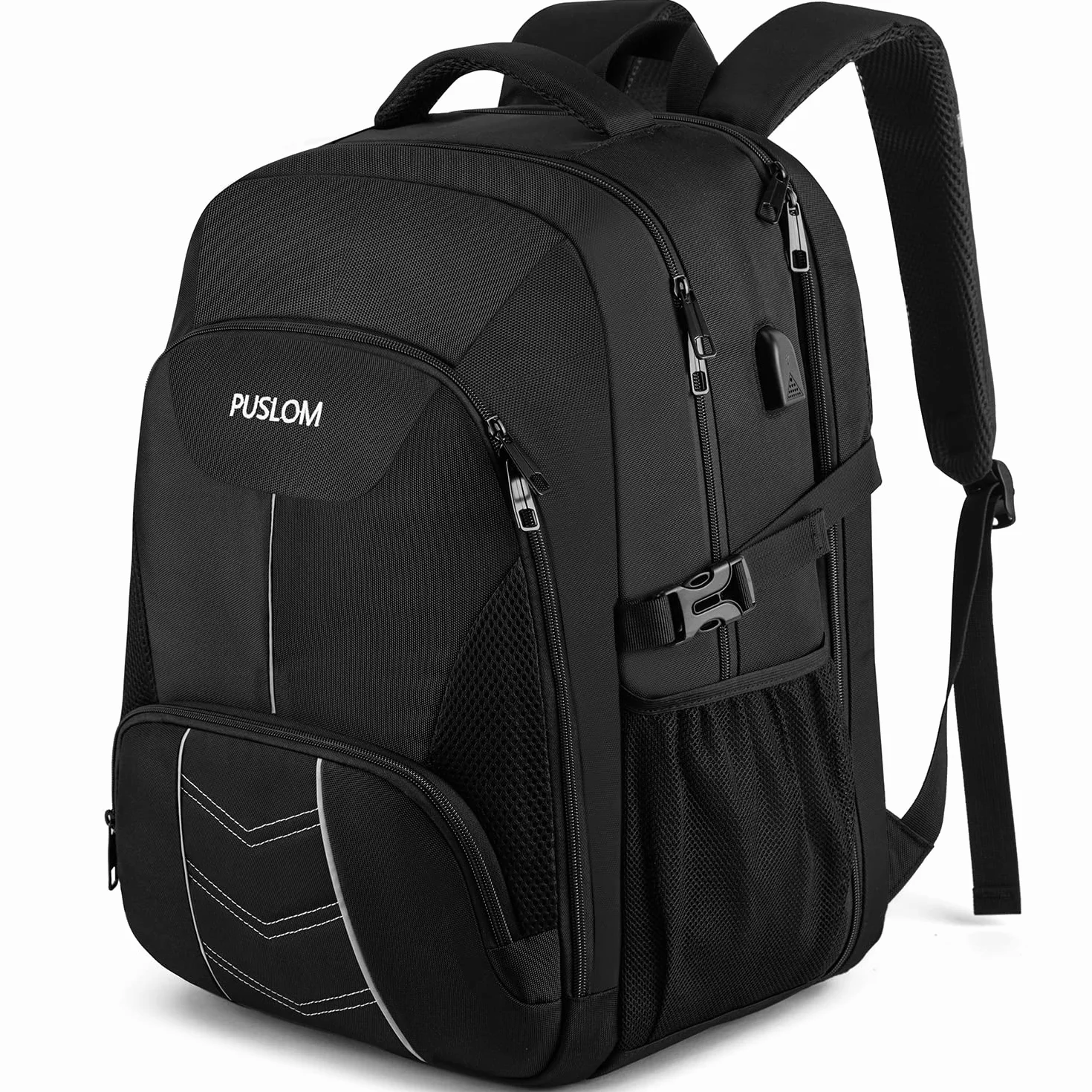 Zaino Uomo Grande 55L 18.4 Pollici con Caricatore USB Lavoro Impermeabile Laptop Computer PC Portatili per Viaggio Ufficio Scuola,Nero
