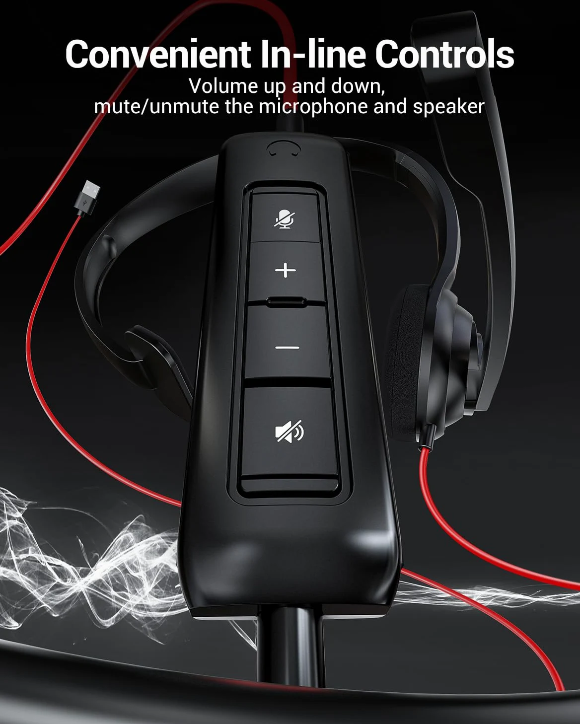 NUBWO HW02 - Cuffie USB con microfono con cancellazione del rumore e controllo in linea, super leggere, ultra confortevoli, per computer portatili, PC, cuffie per call center da ufficio cablate per