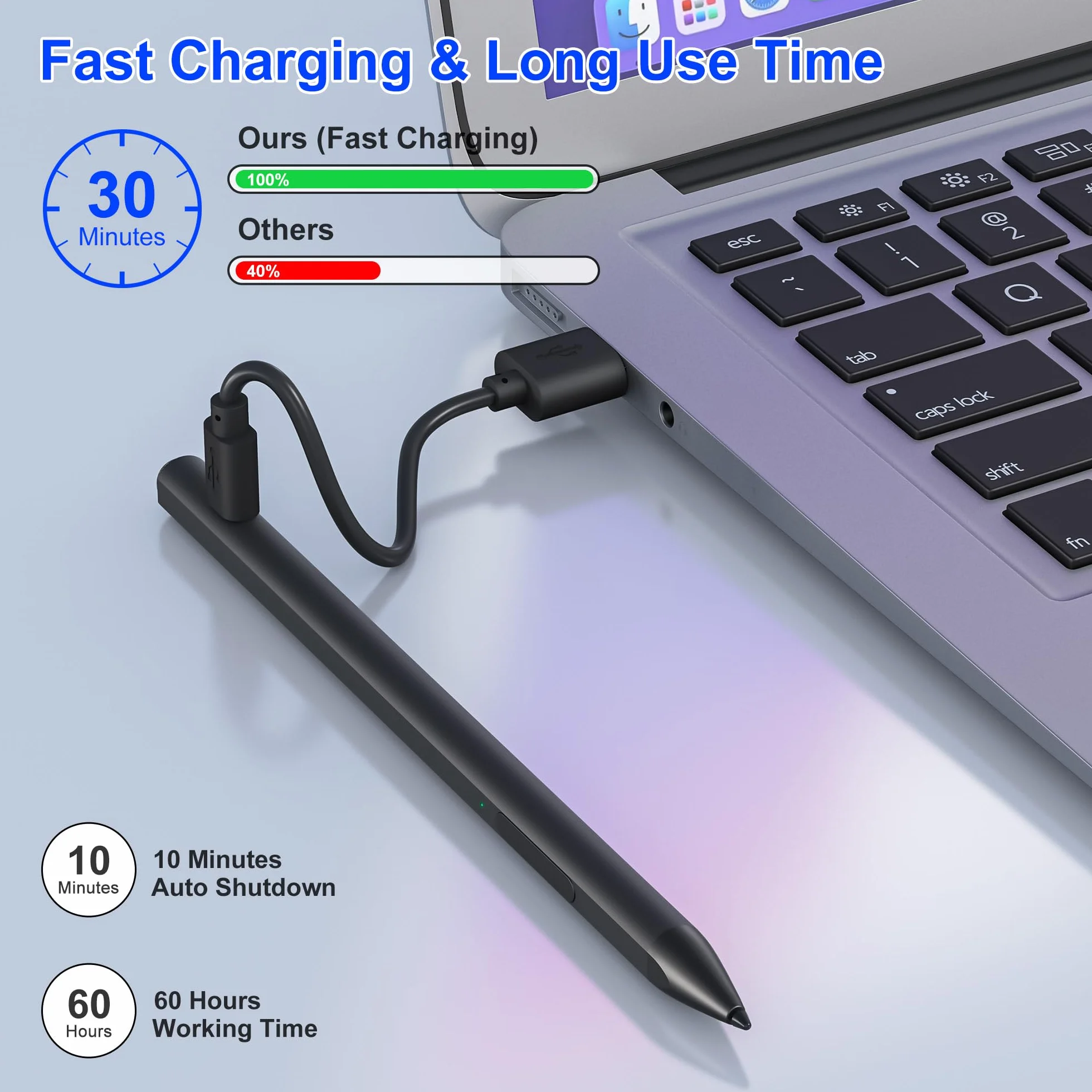 Penna stilo per Microsoft Surface - 4096 Tilt Pressure+75 giorni di durata della batteria, stilo per Surface Pro 9/8/7/6/5/4/3/X, Surface Go 3/Book 4/Book 3/Laptop 5/Laptop 4/3/Studio 2